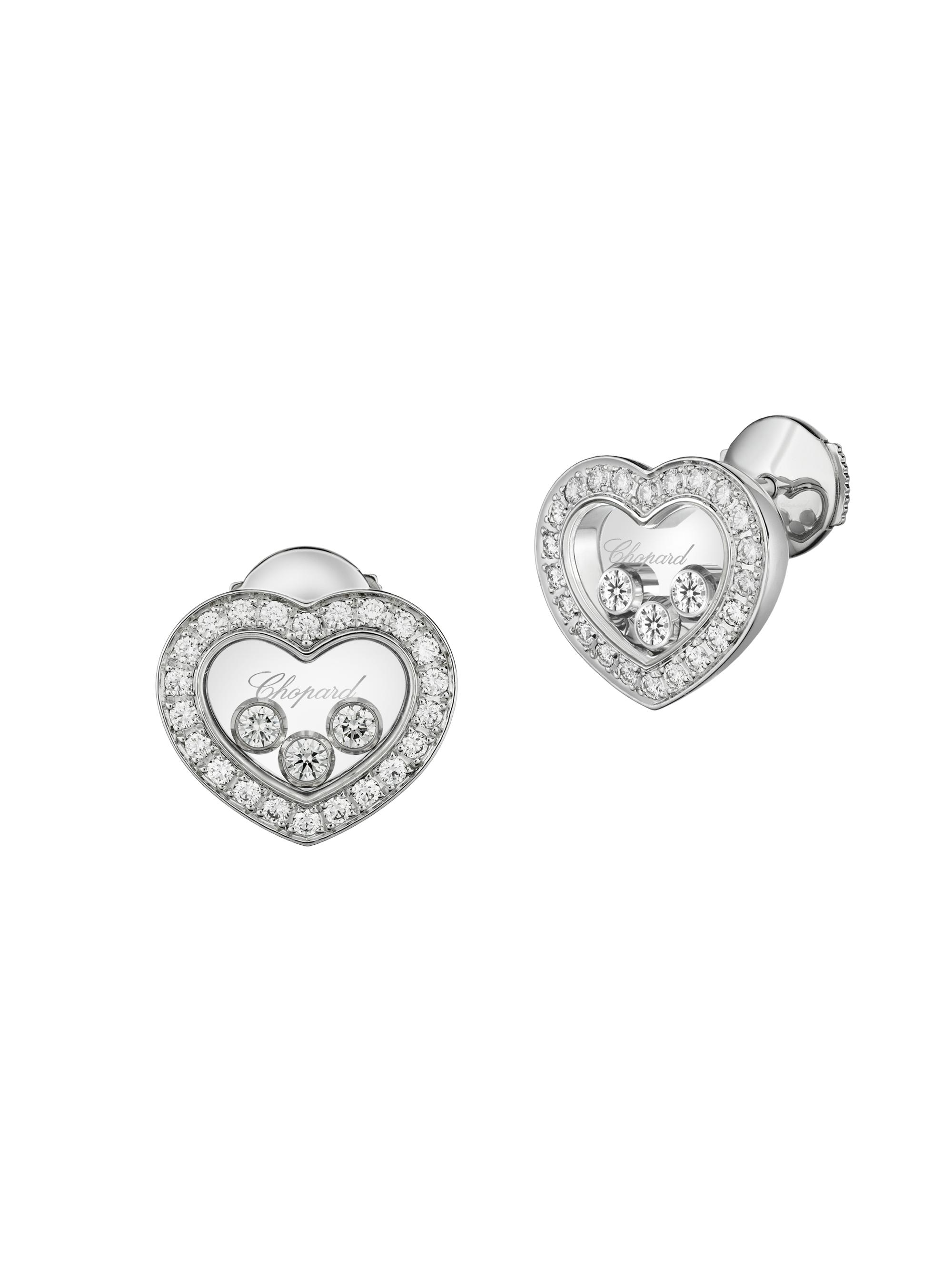 Chopard Women's Happy Diamonds Icons 18K White Gold & Diamond Heart Stud Earrings - White Gold