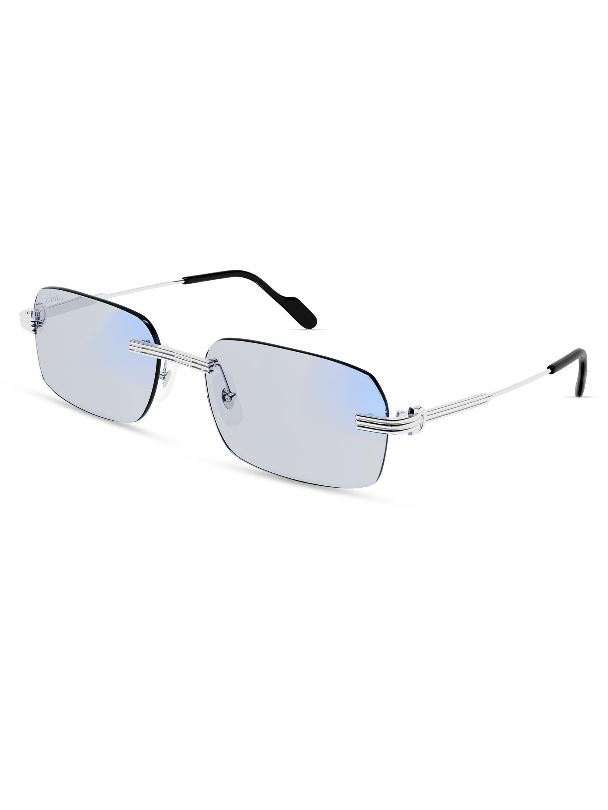 Cartier Men's 58MM Rectangular Sunglasses - Platinum