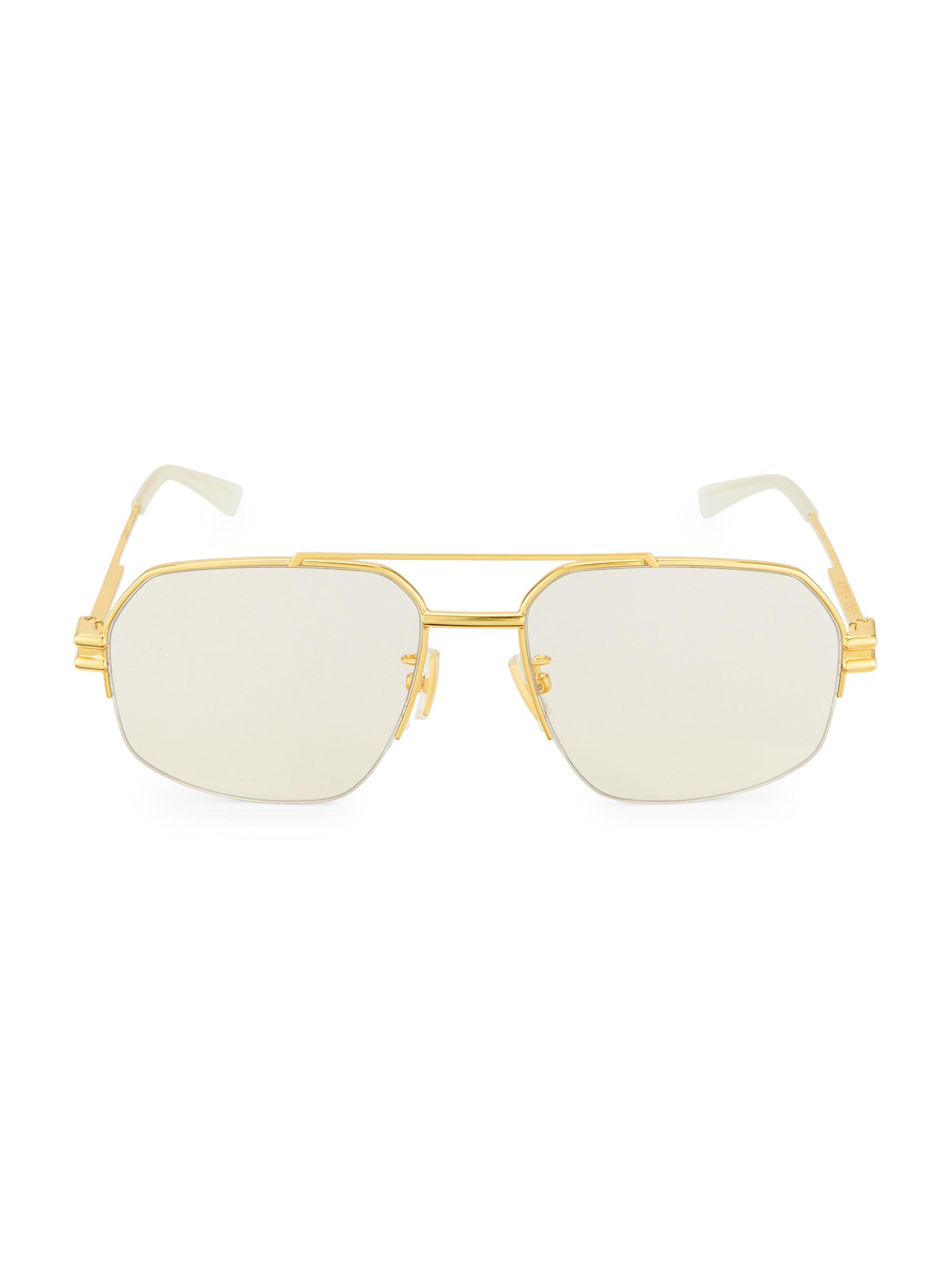 Bottega Veneta Men's 57MM Aviator Optical Glasses - Gold