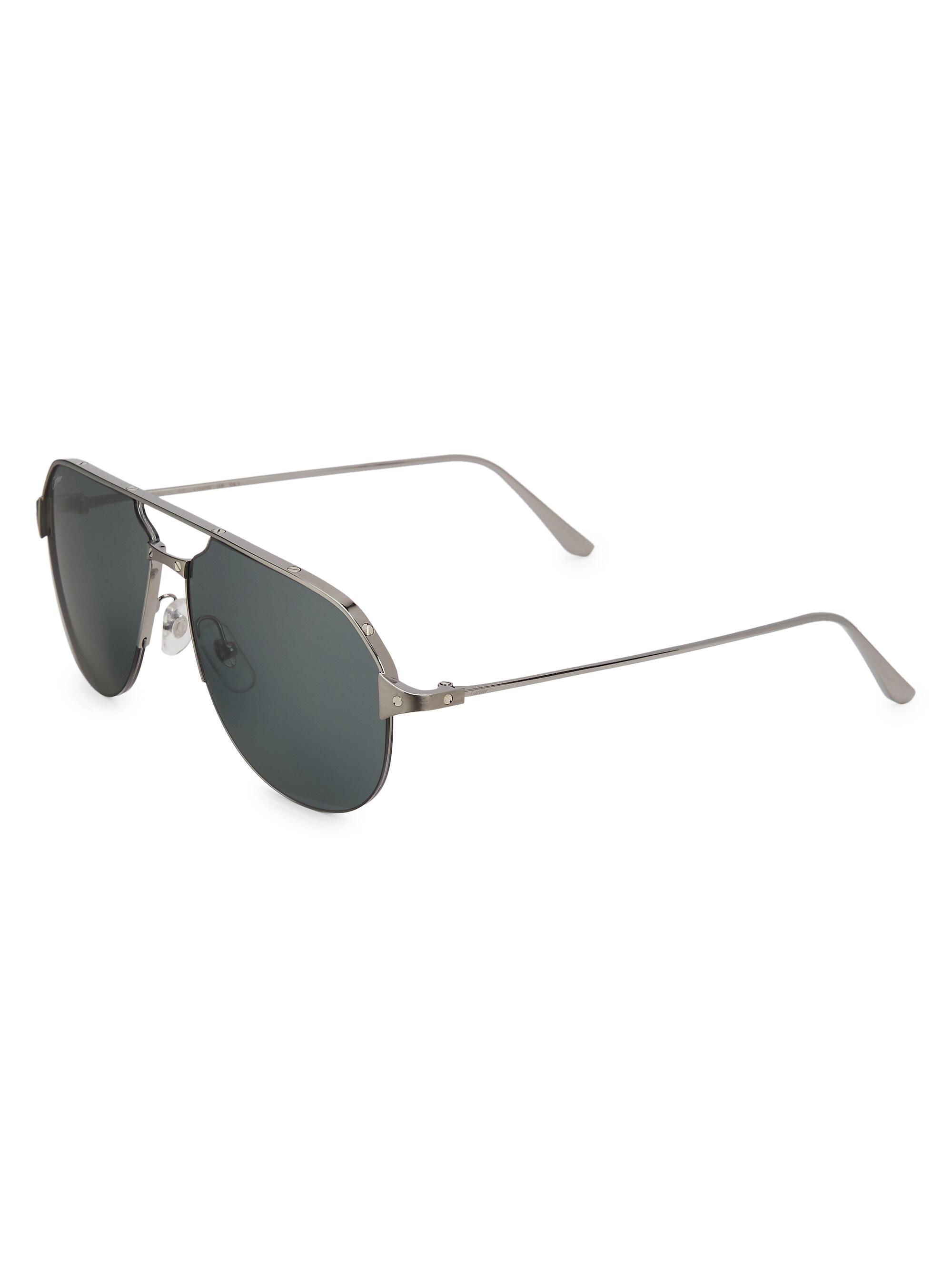 Cartier Men's 60MM D-Frame Sunglasses - Ruthenium