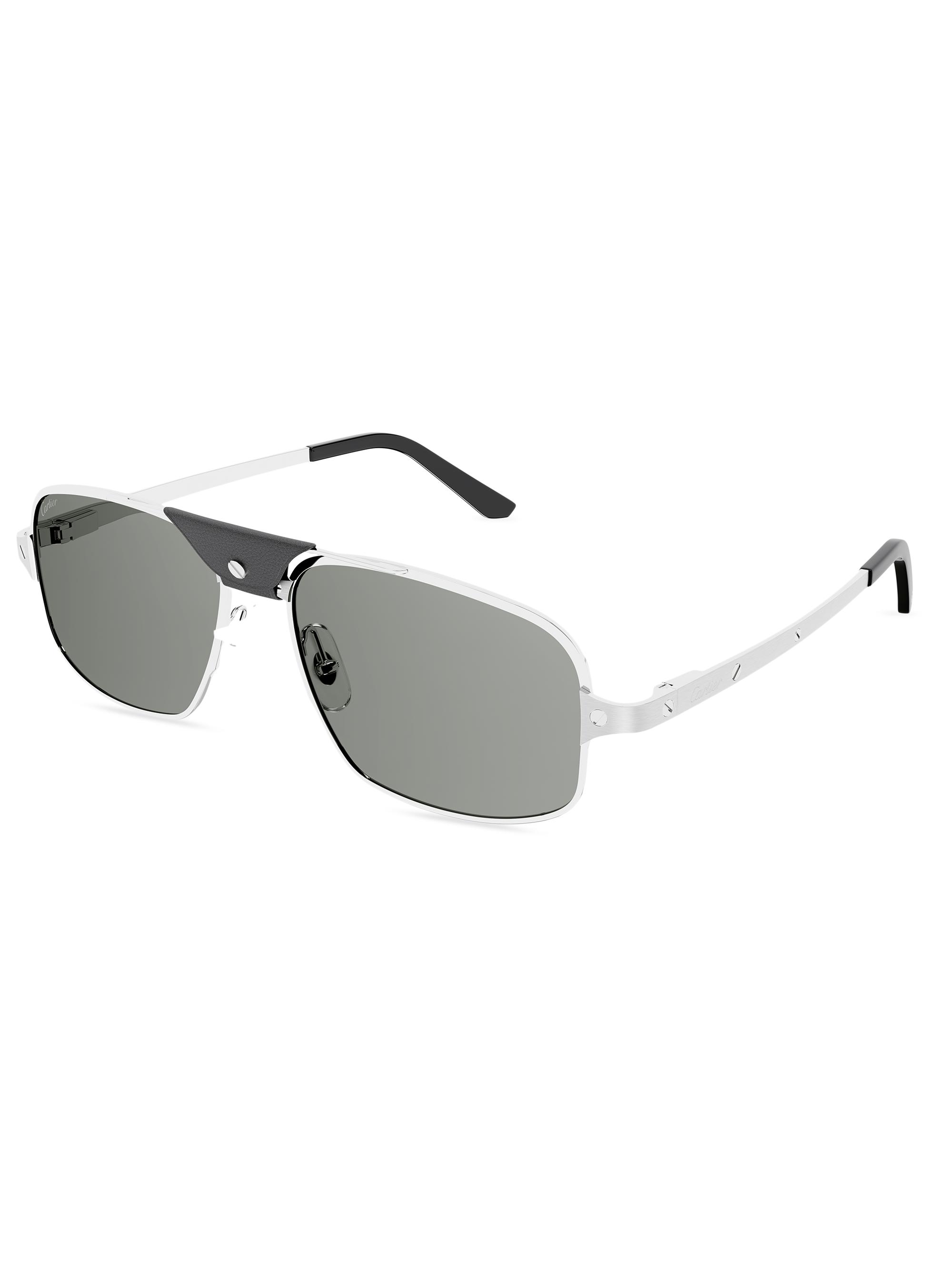 Cartier Men's Santos 60MM Rectangular Sunglasses - Silver