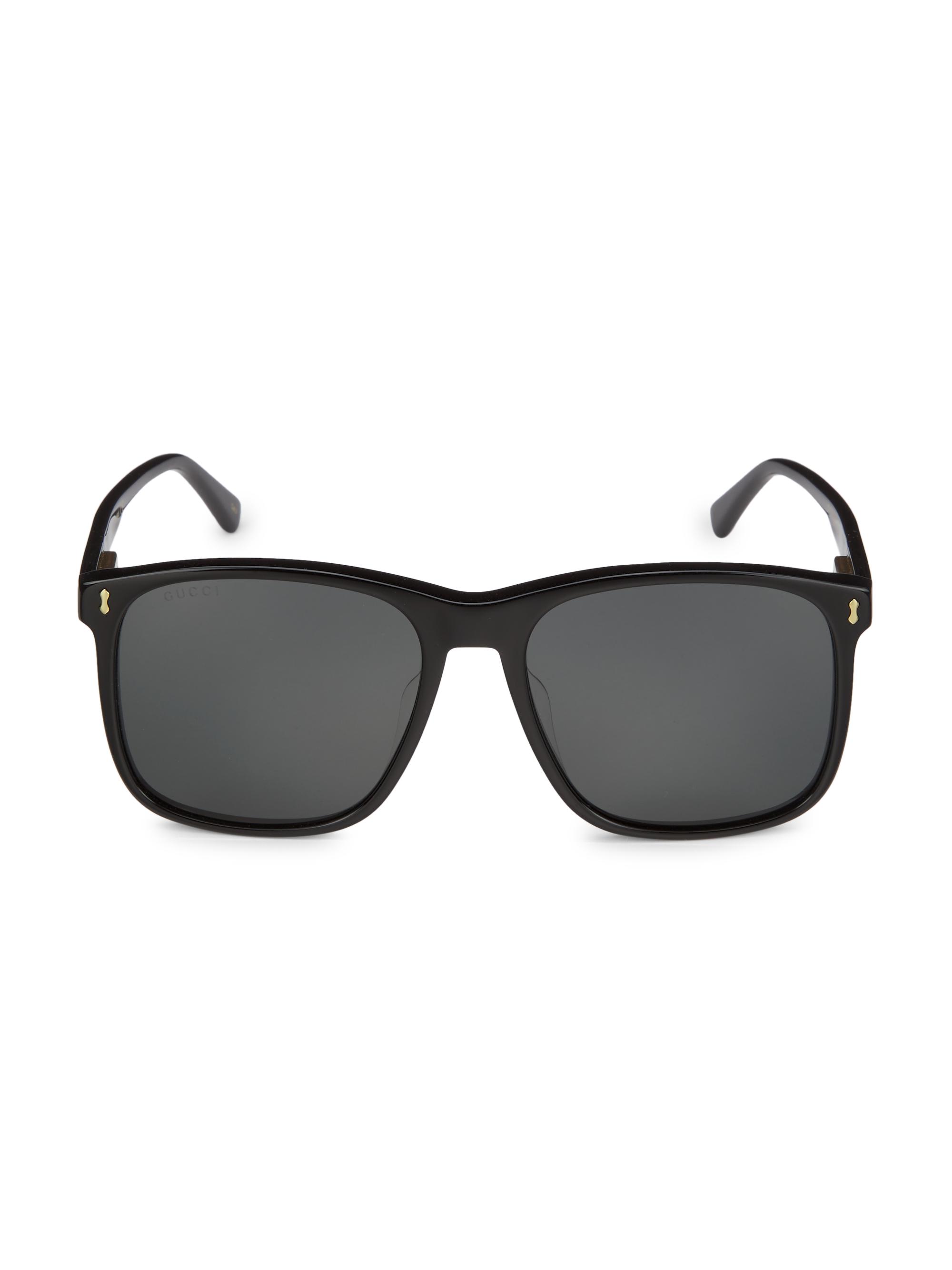 Gucci Men's 57MM Rectangular Square Sunglasses - Black