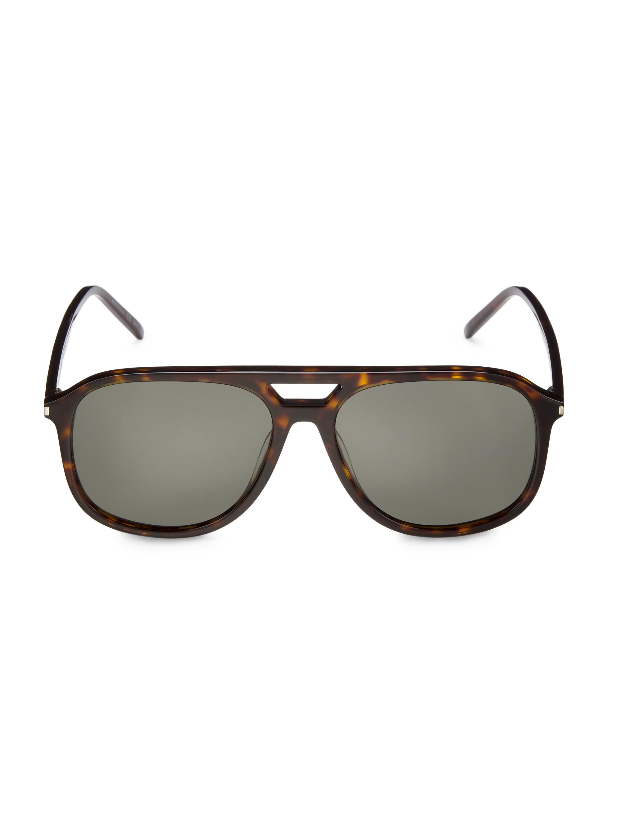 Saint Laurent Men's 58MM Pilot Sunglasses - Avana