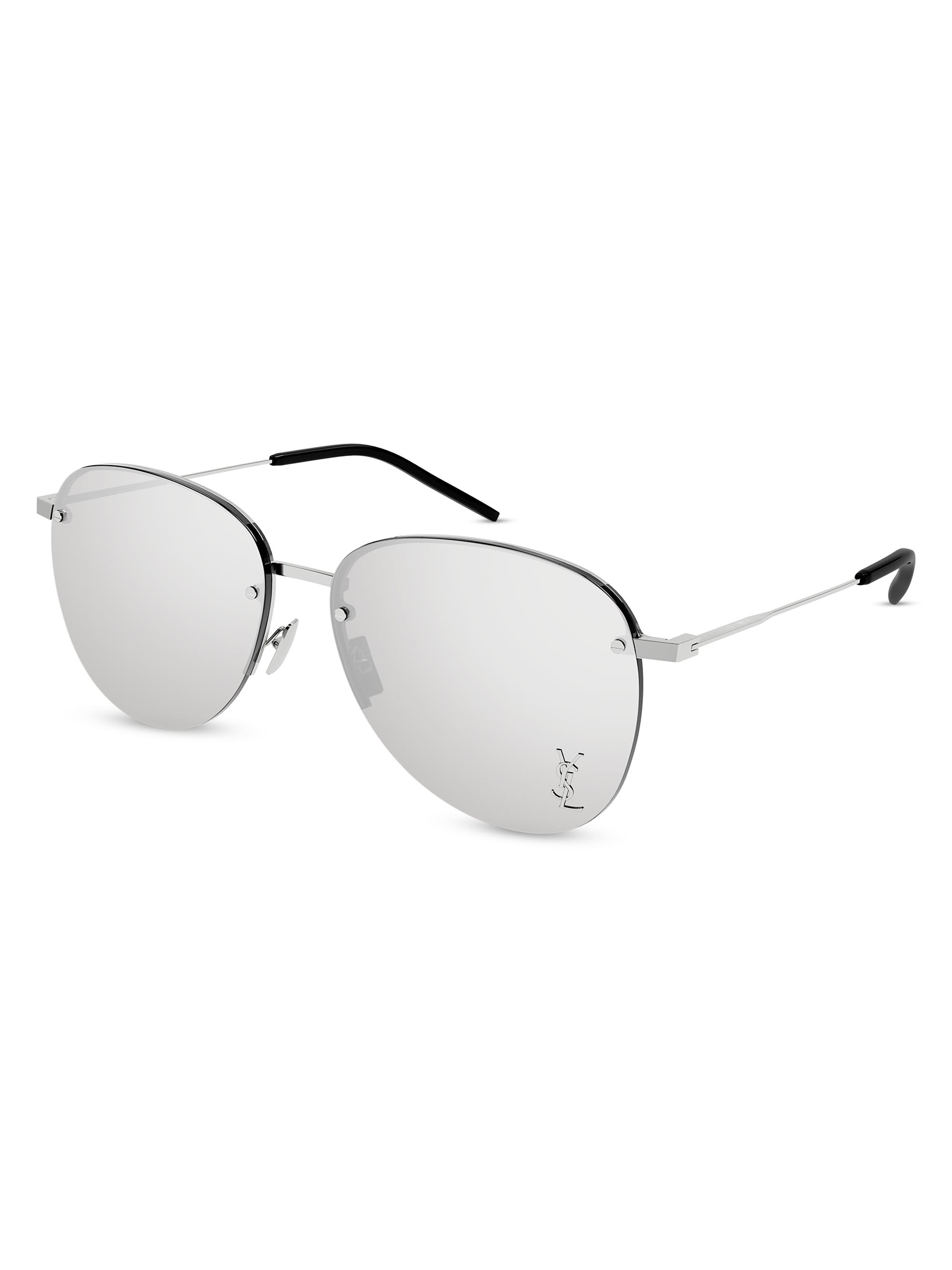 Saint Laurent Men's Mirrored Metal 61MM Navigator Sunglasses - Silver