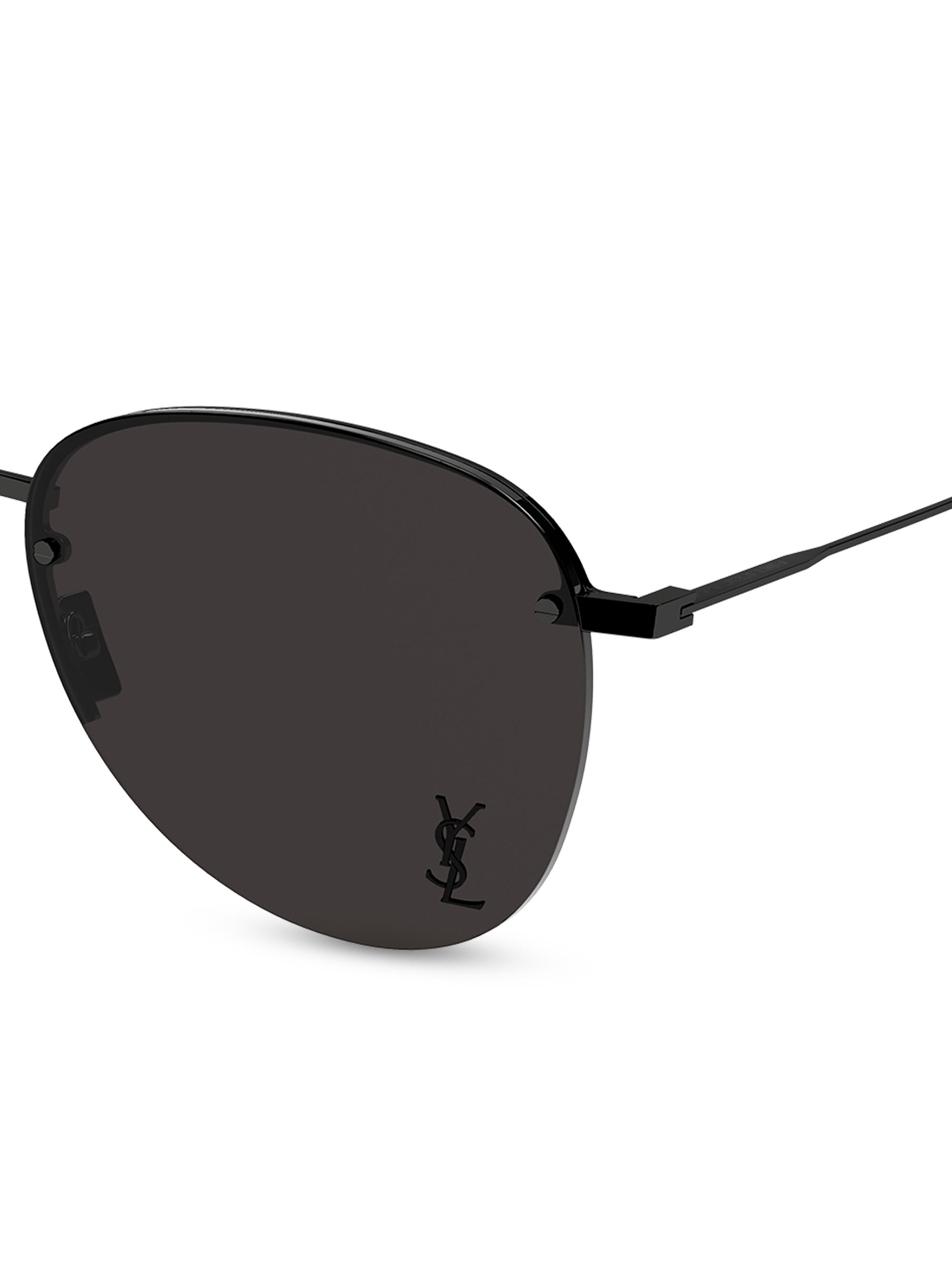 タピオカ⭐︎ Yves Saint Laurent ブラック Saint Laurent Metal 61MM Navigator Sunglasses | Saks Fifth Avenue