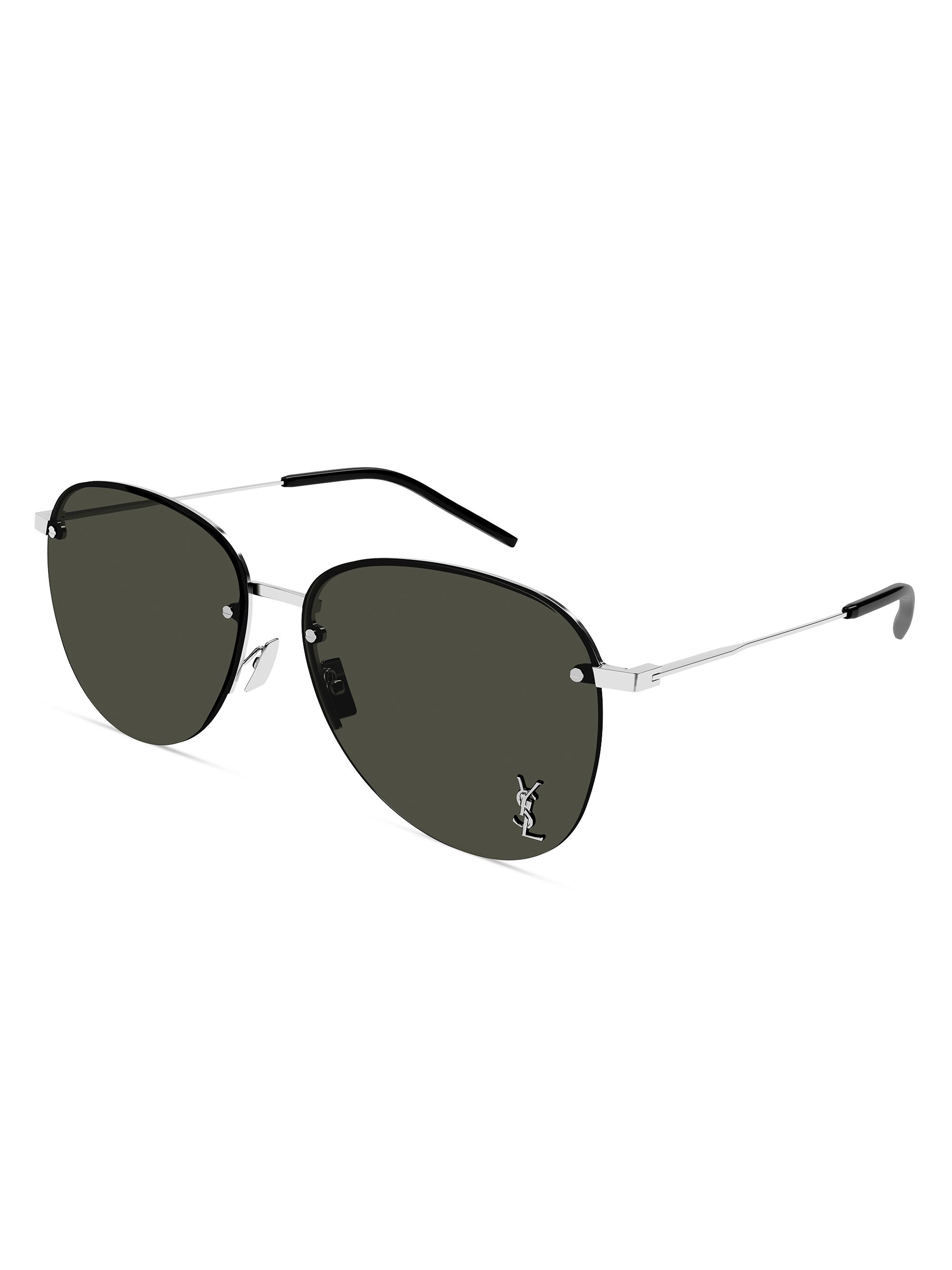 Saint Laurent Men's Metal 61MM Navigator Sunglasses - Silver