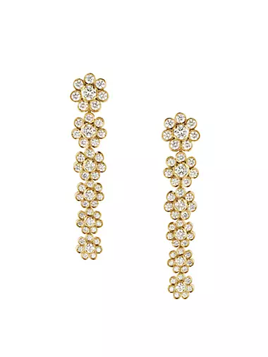 Petite De Fleur 18K Gold & Diamond Drop Earrings
