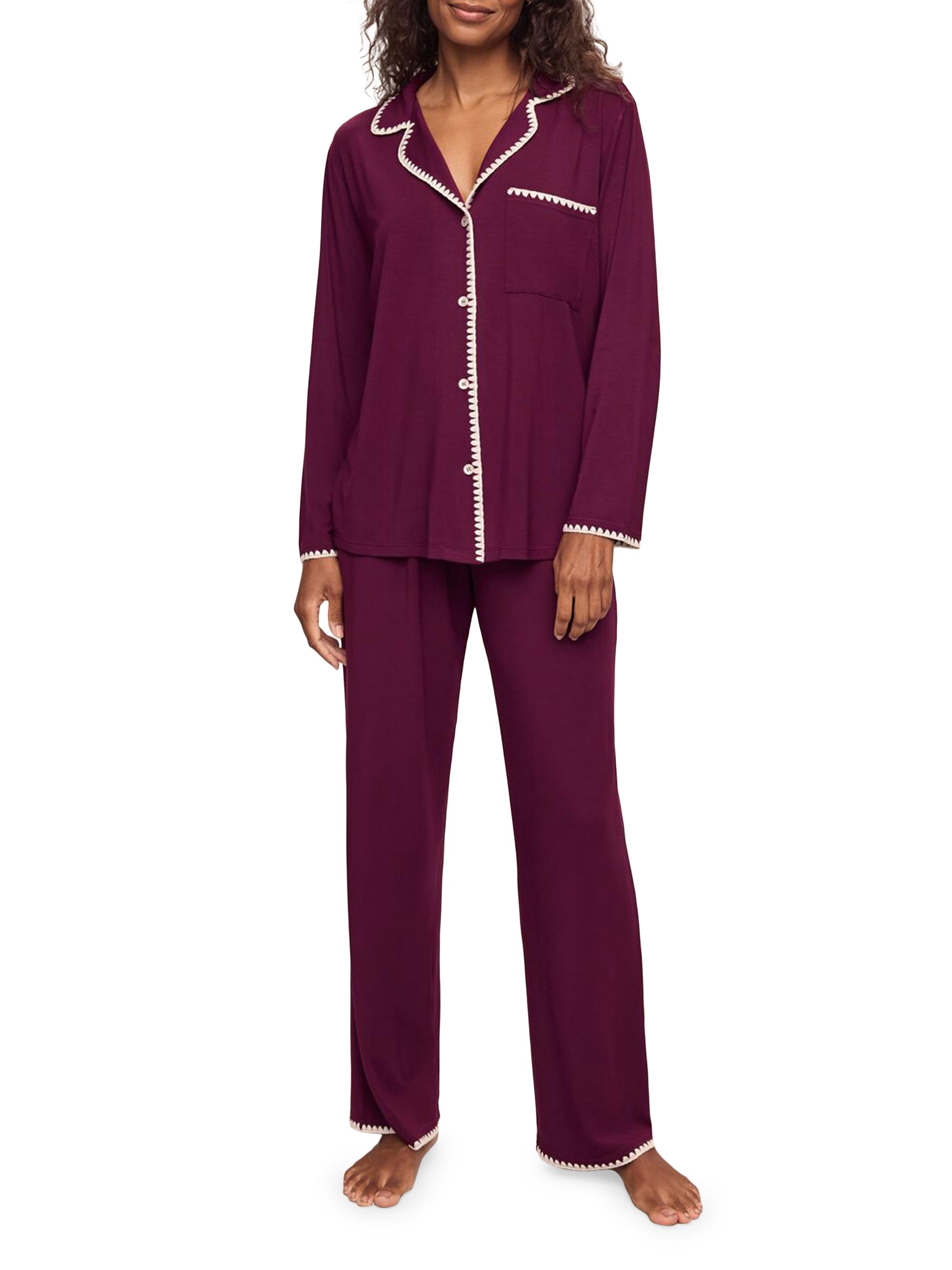 Eberjey Women's Two-Piece Frida Whip Stitch Pajama Set - Plum