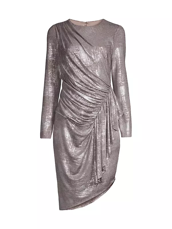 Metallic Draped Asymmetric Dress