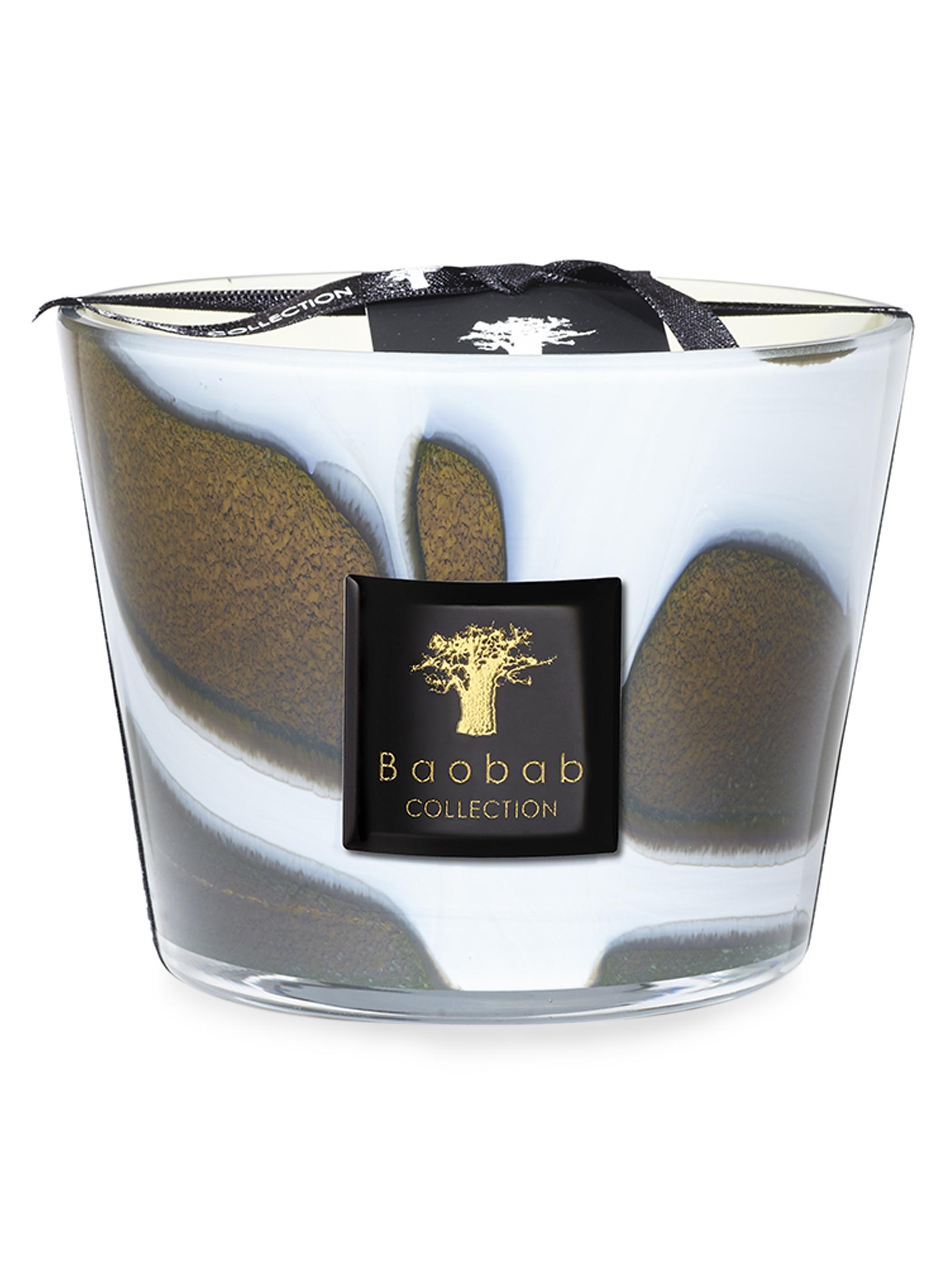Baobab Collection Stones Max10 Agate Candle - White Brown