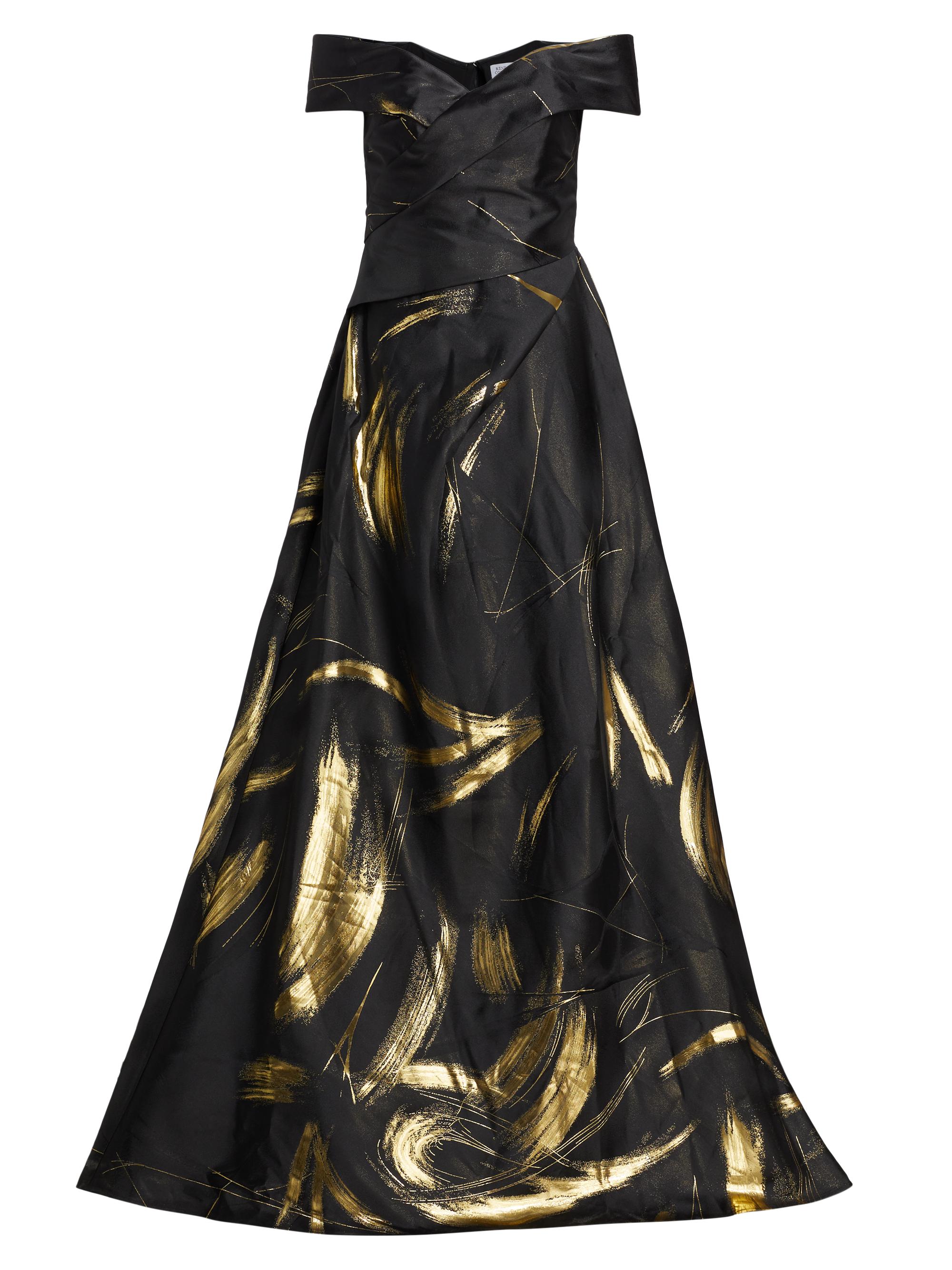 LE’RURE　Shoulder ribbon jacquard dress Foil Jacquard One shoulder A Line Dress with Keyhole – Camille La Vie