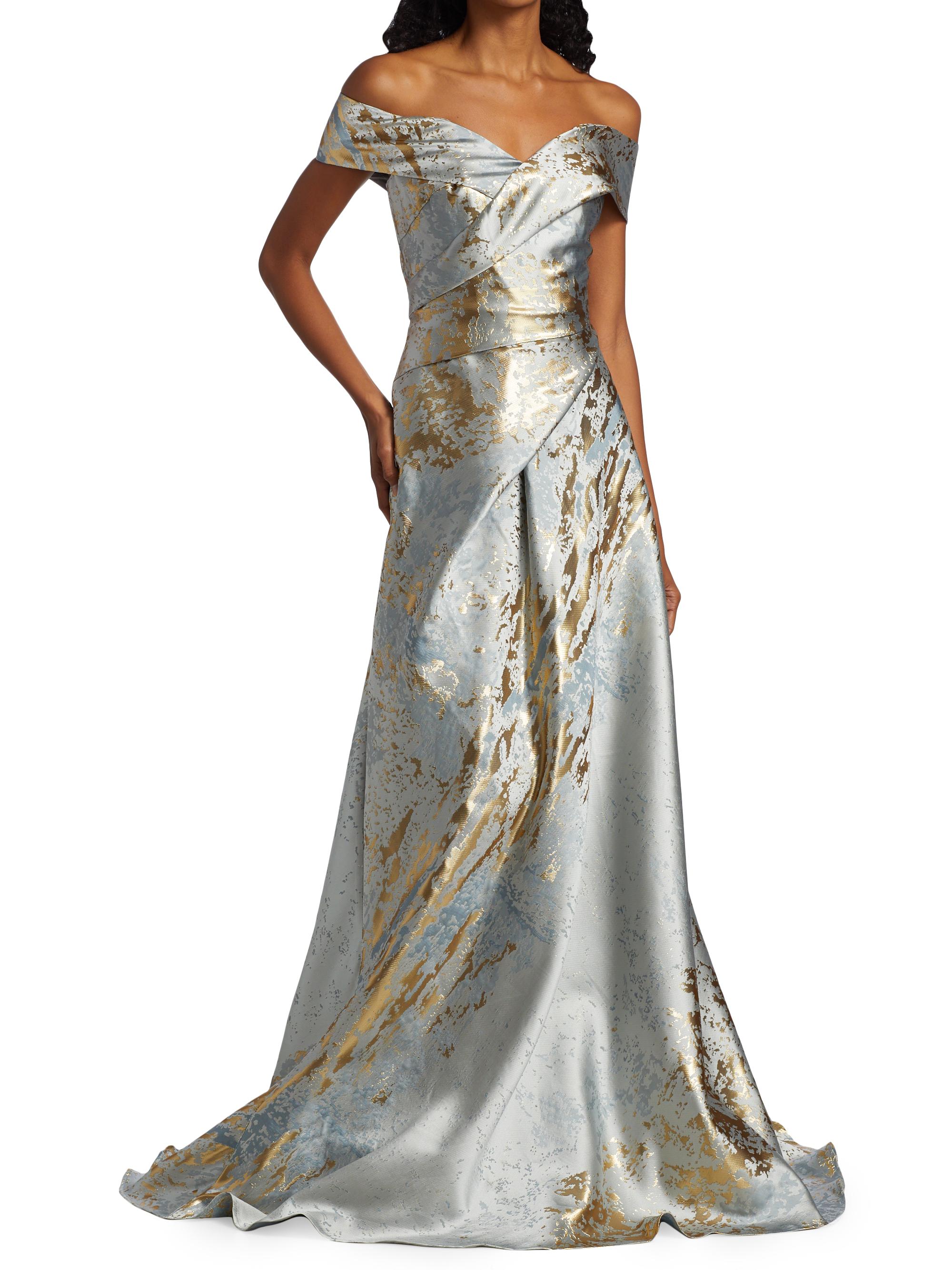 Rene Ruiz Collection Jacquard Off-The-Shoulder Gown | Saks Fifth