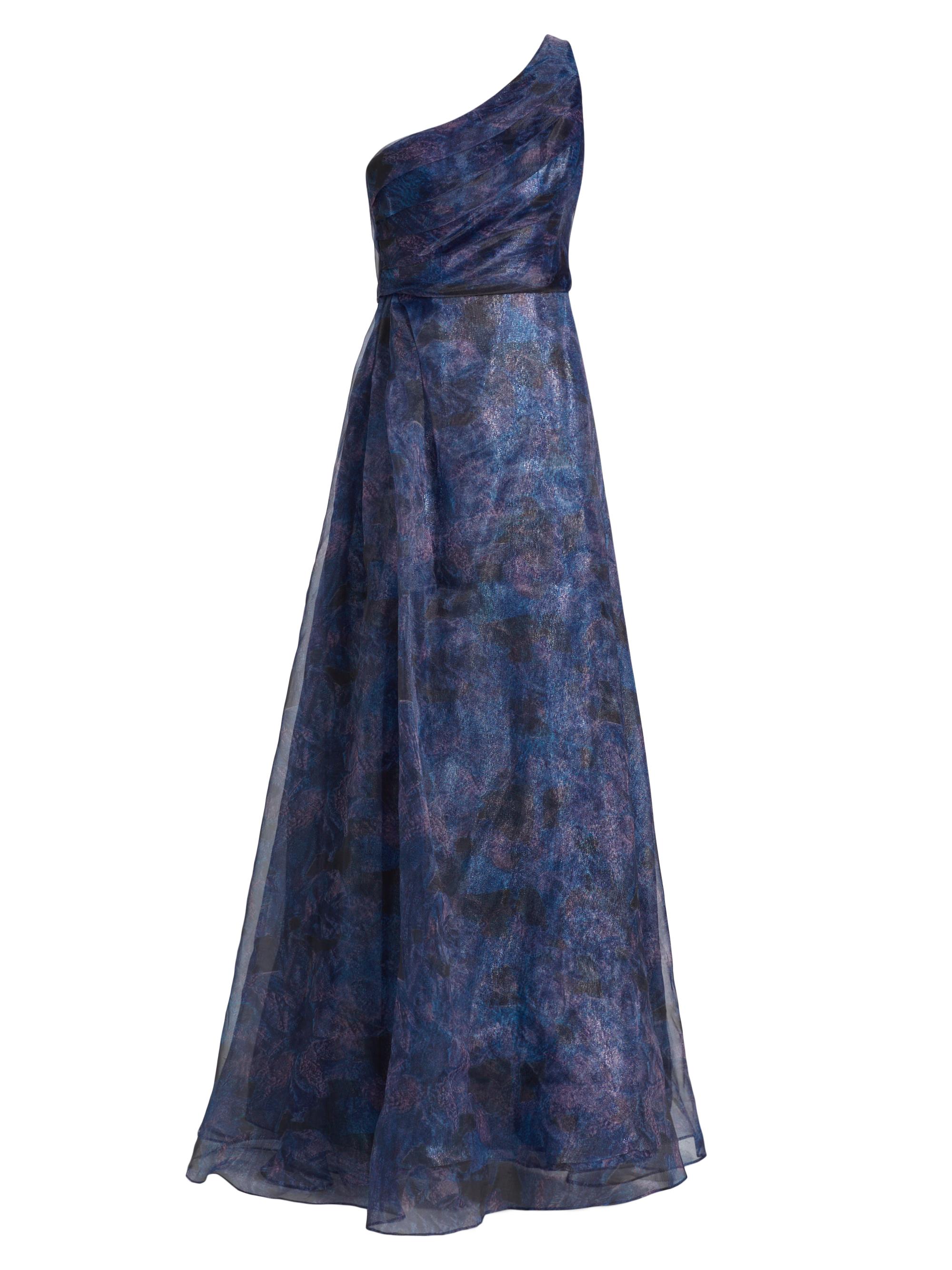 Rene Ruiz Collection Women's Floral One-Shoulder Organza Gown - Dark Teal