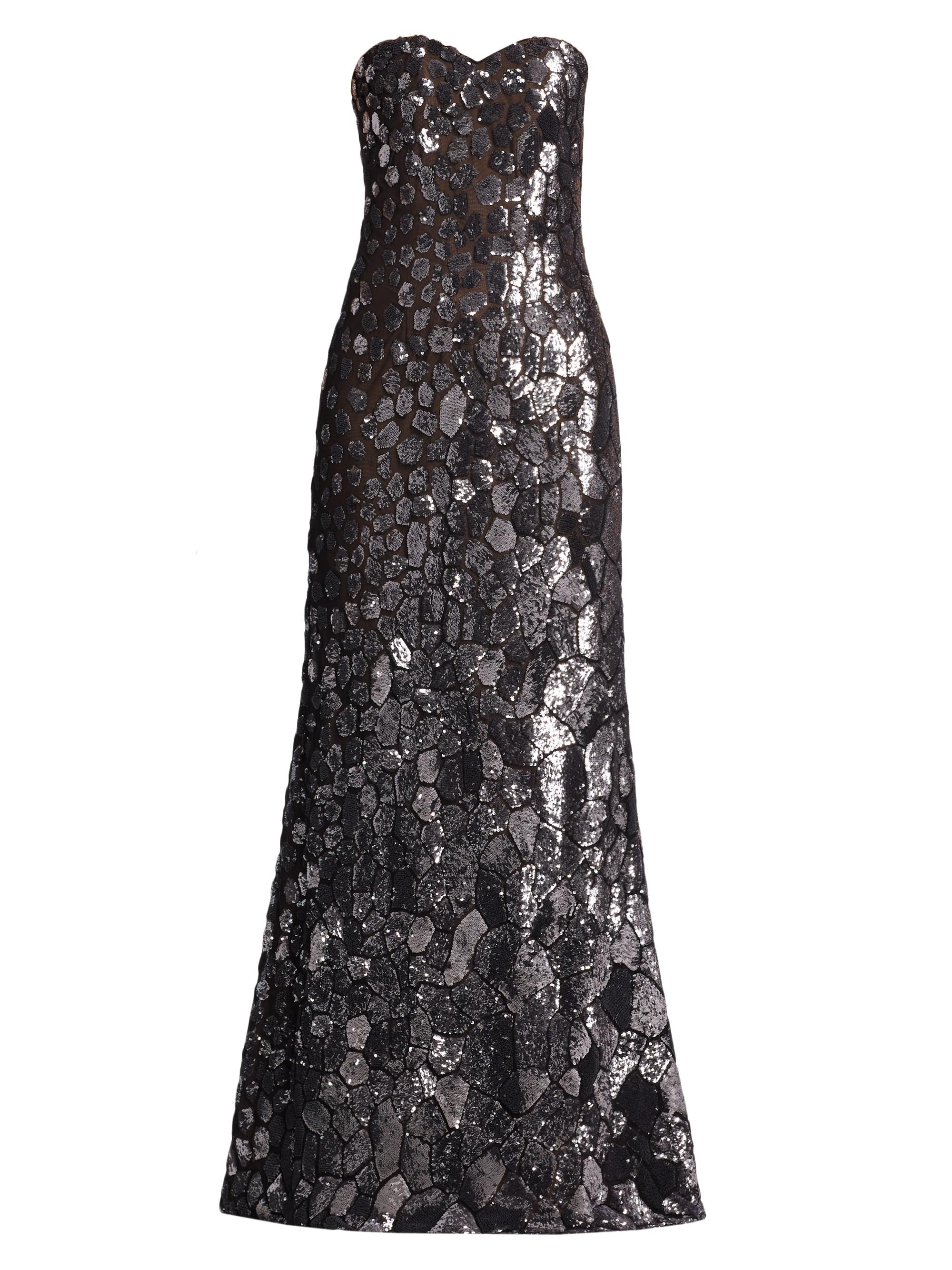 Rene Ruiz Collection Women's Sweetheart Strapless Sequin Gown - Black Plum