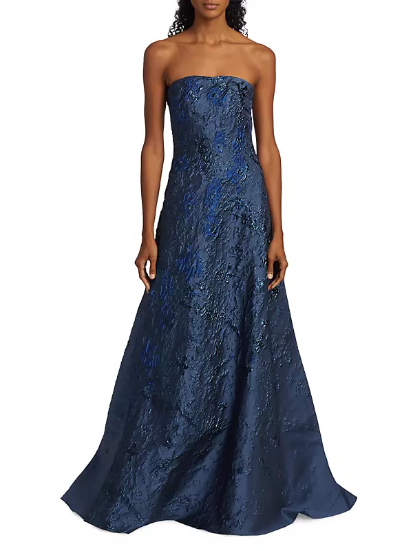 Brocade Strapless A-Line Gown