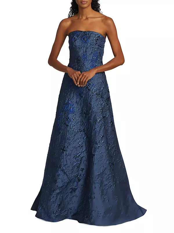 Brocade Strapless A-Line Gown