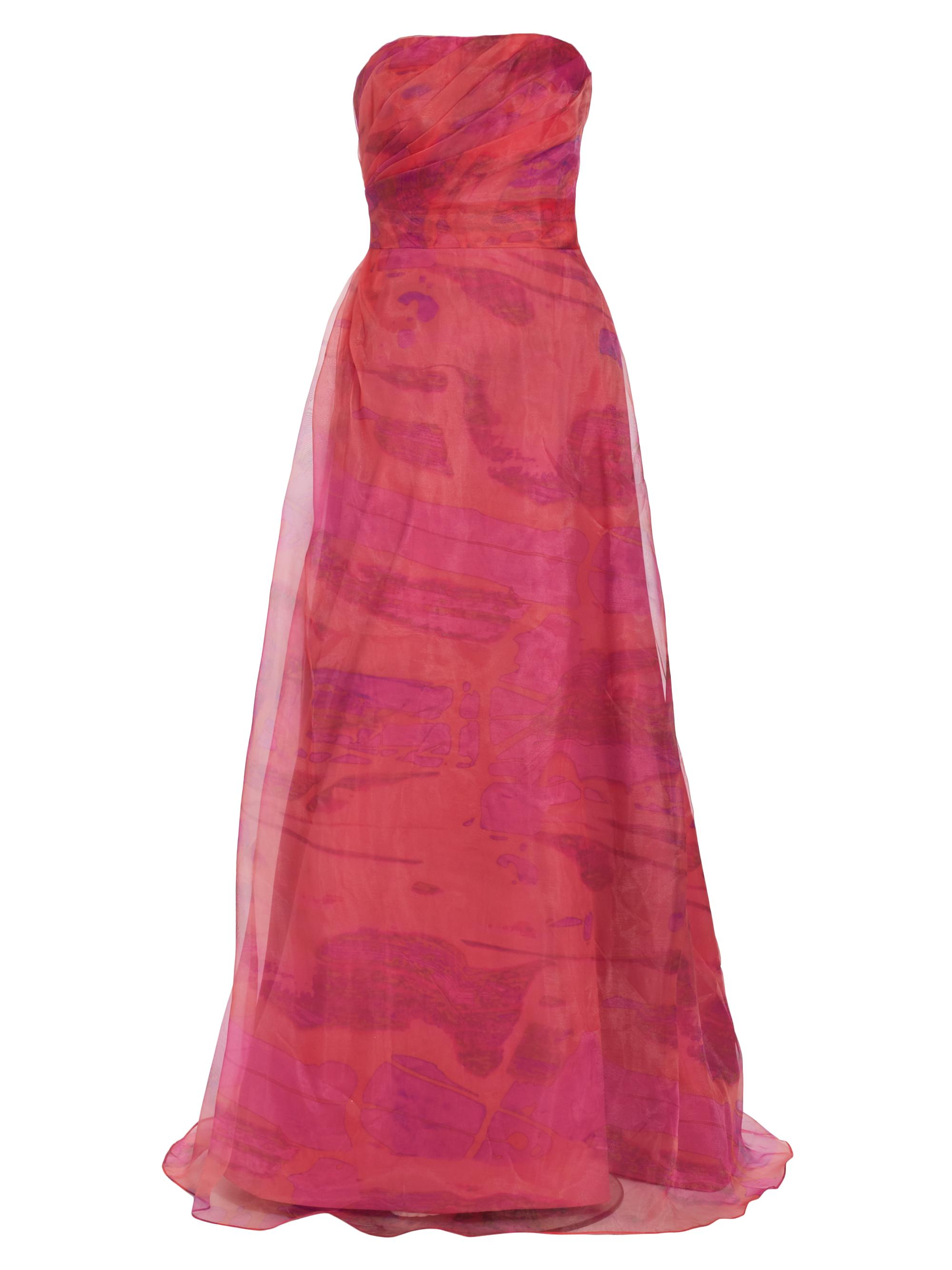 Rene Ruiz Collection Women's Strapless Draped Chiffon Gown - Pink Multi