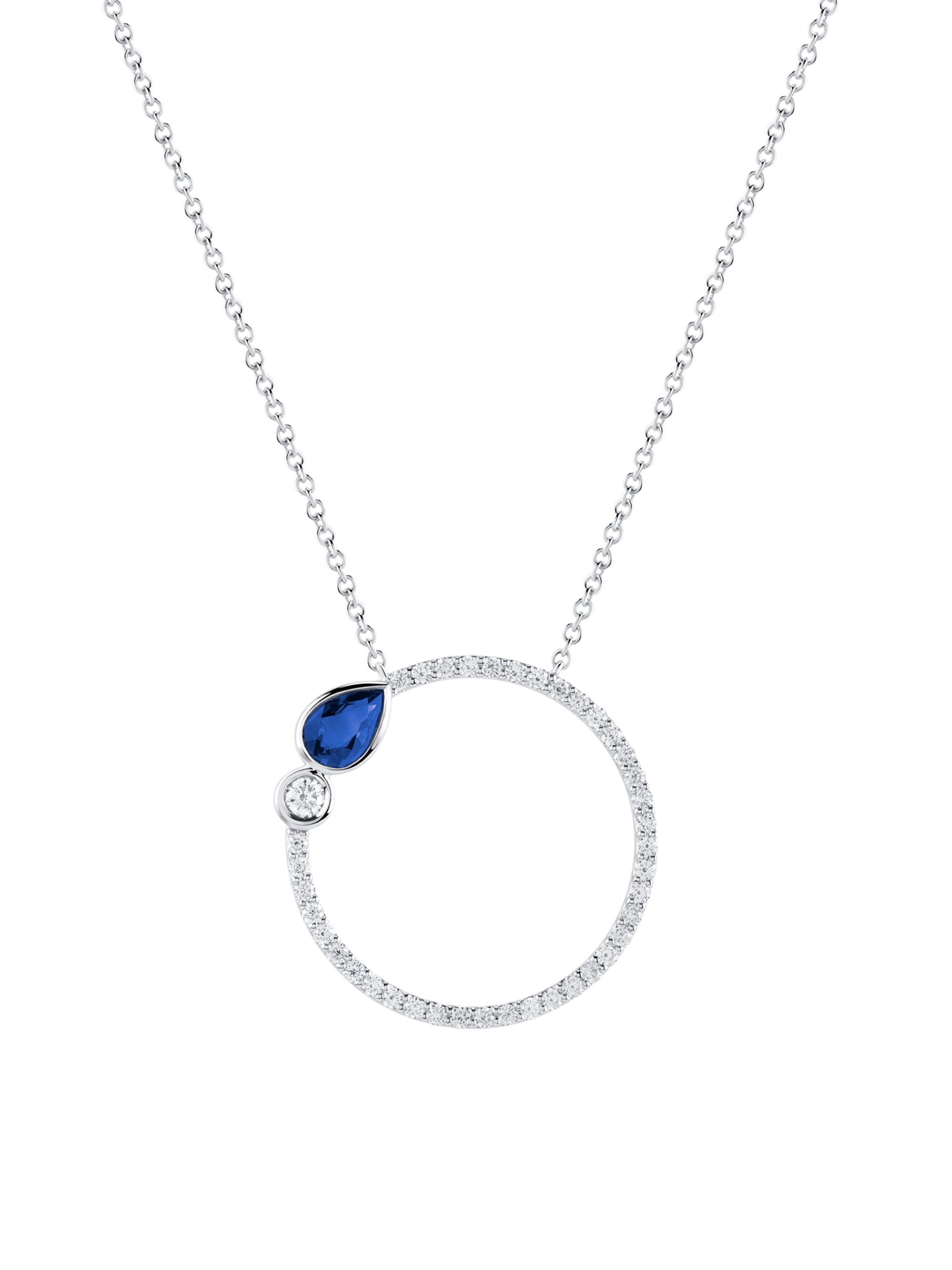 Birks Women's  Splash 18K White Gold, Diamond & Sapphire Circle Pendant Necklace - White Gold