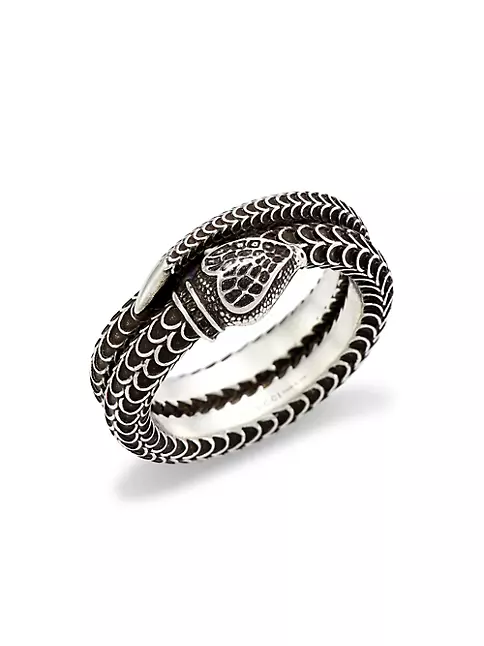 Gucci Men's Sterling Silver Snake Ring - Silver - Size 9