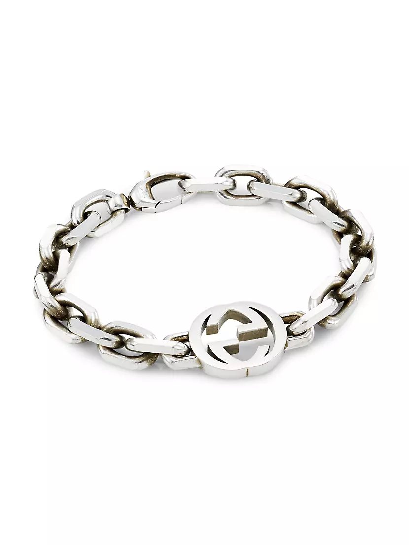 Diagonal Interlocking G bracelet in 925 sterling silver