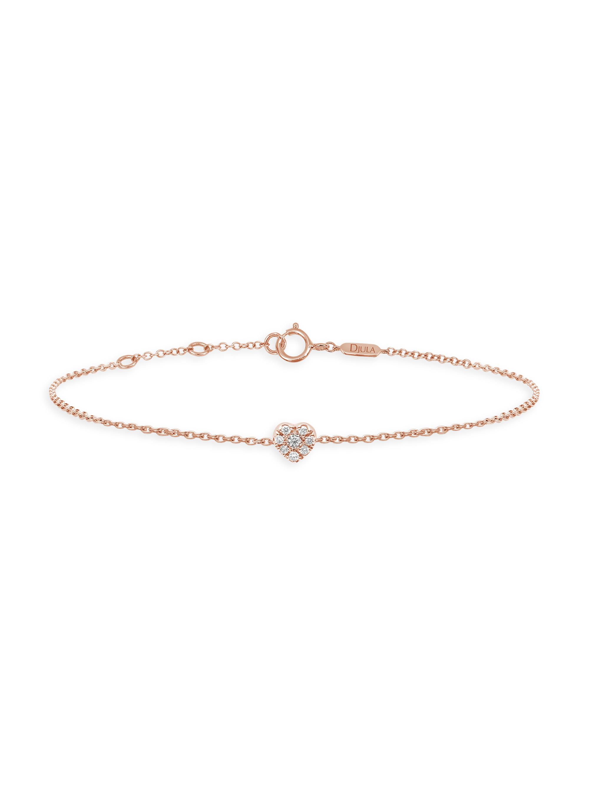 Djula Women's Magic Touch 18K Rose Gold & Diamond Heart Chain Bracelet - Pink Gold