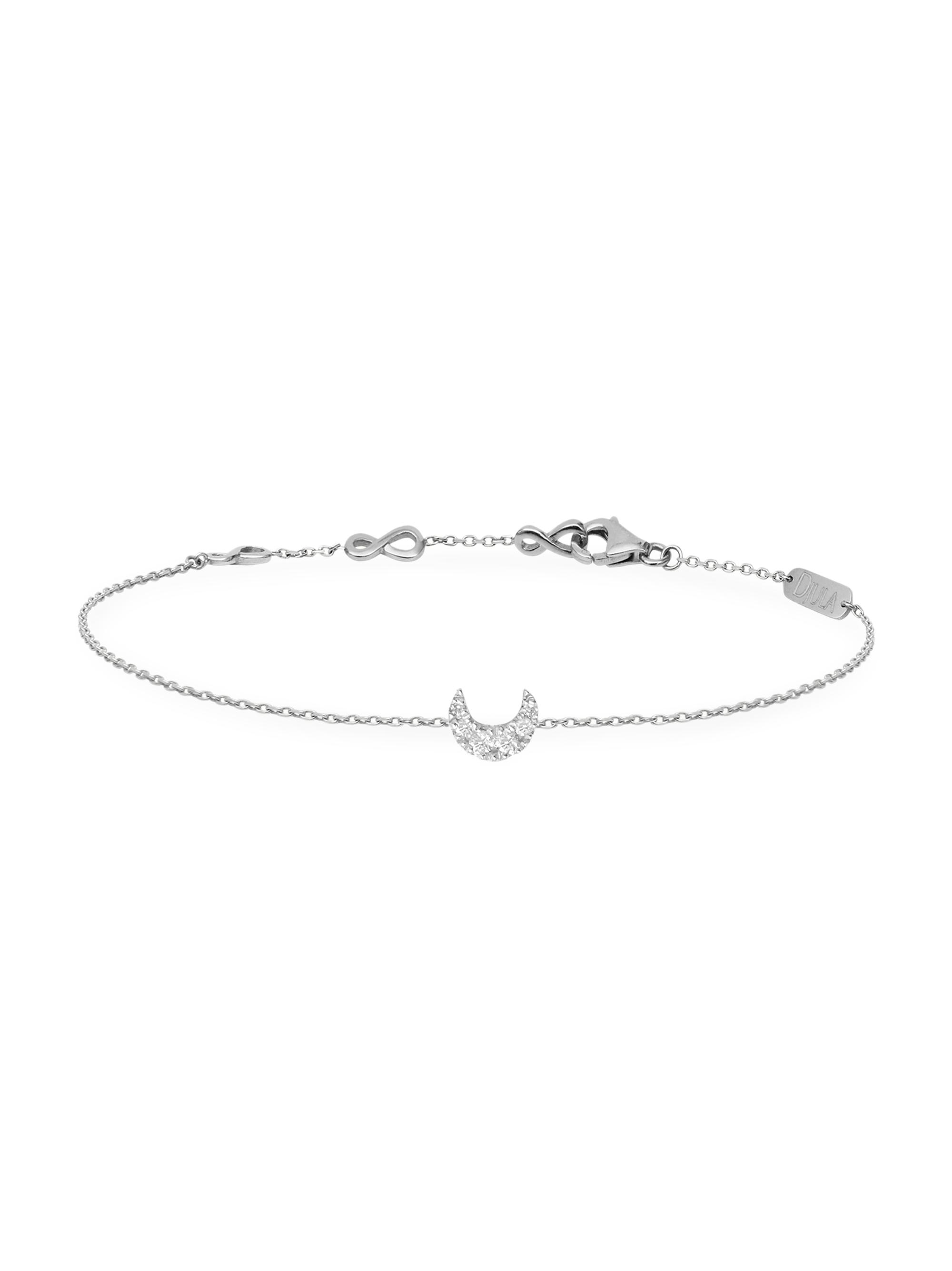 Djula Women's Magic Touch 18K White Gold & Diamond Moon Chain Bracelet - White Gold
