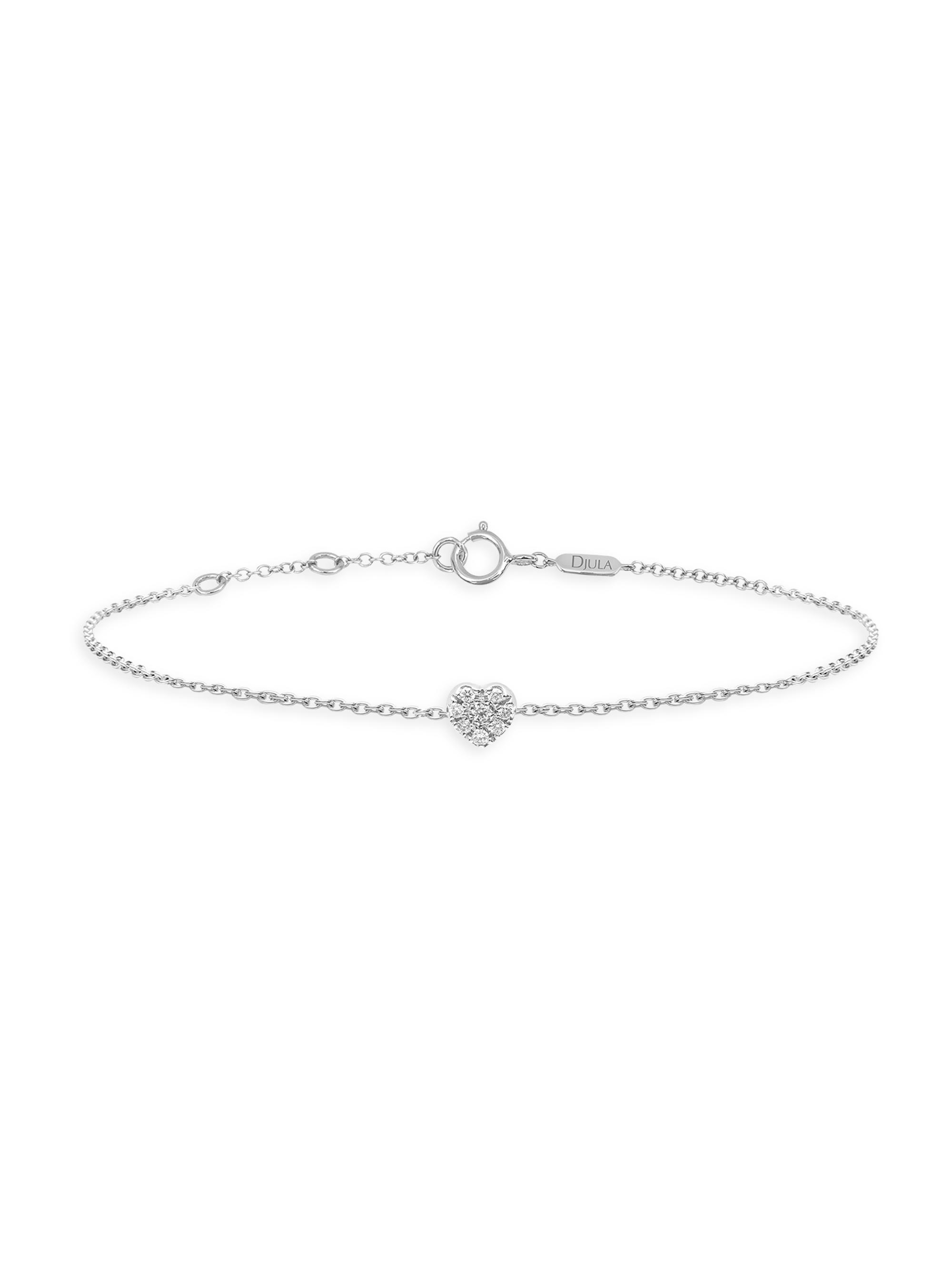 Djula Women's Magic Touch 18K White Gold & Diamond Heart Chain Bracelet - White Gold