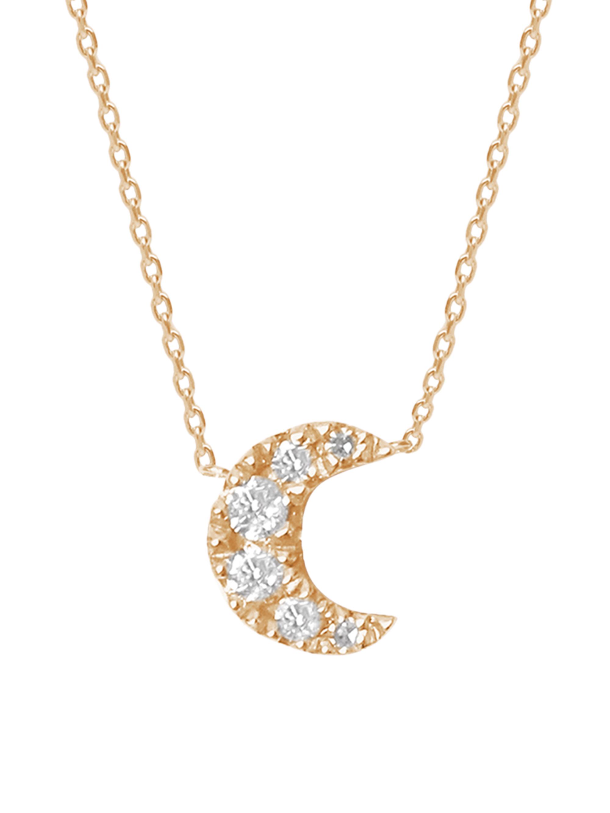 Djula Women's Magic Touch 18K Yellow Gold & Diamond Moon Pendant Necklace - Yellow Gold
