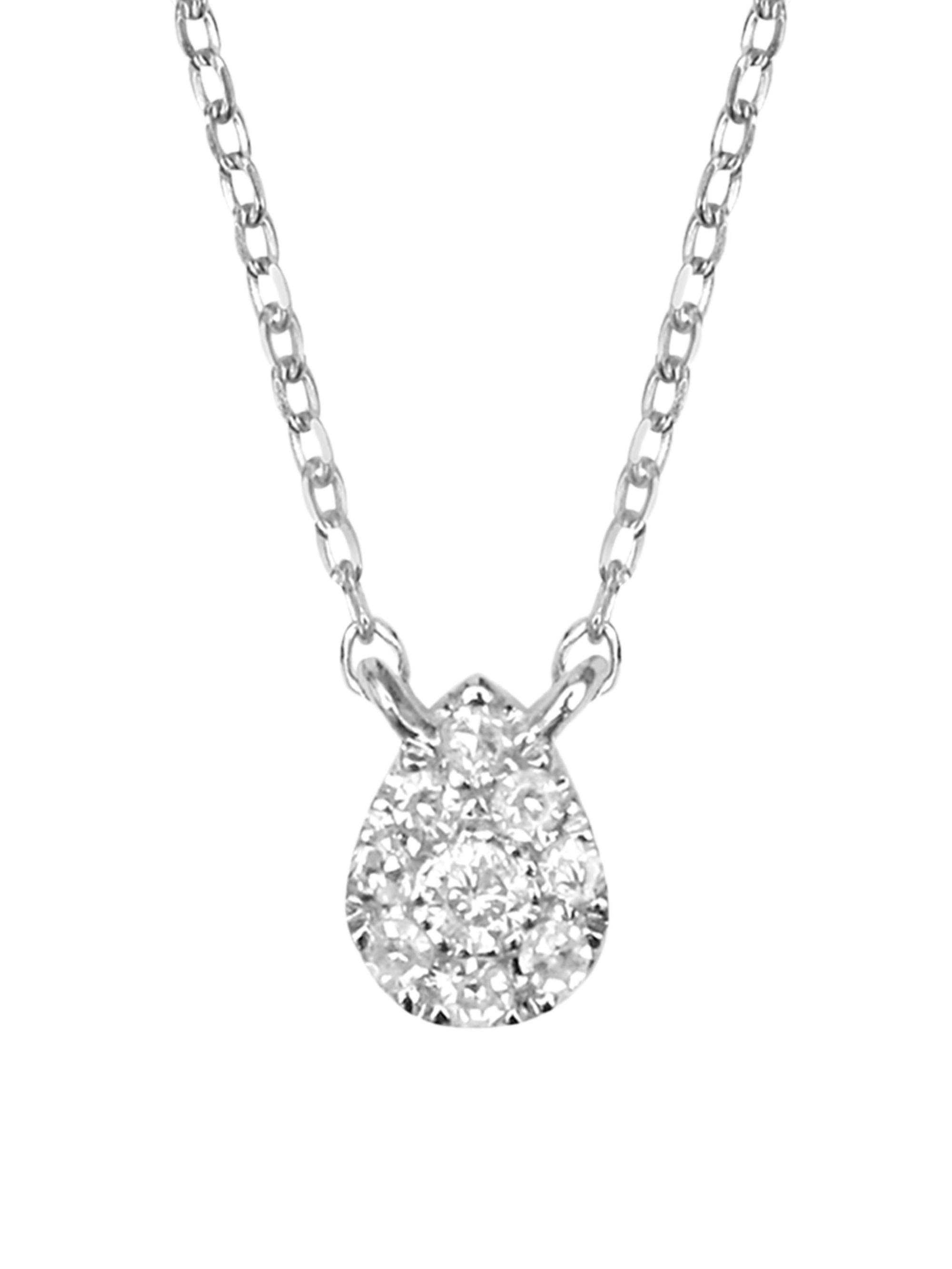 Djula Women's Magic Touch 18K White Gold & Diamond Pear Pendant Necklace - White Gold