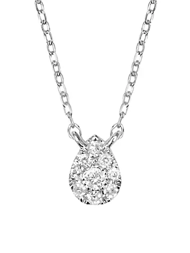 Magic Touch 18K White Gold & Diamond Pear Pendant Necklace
