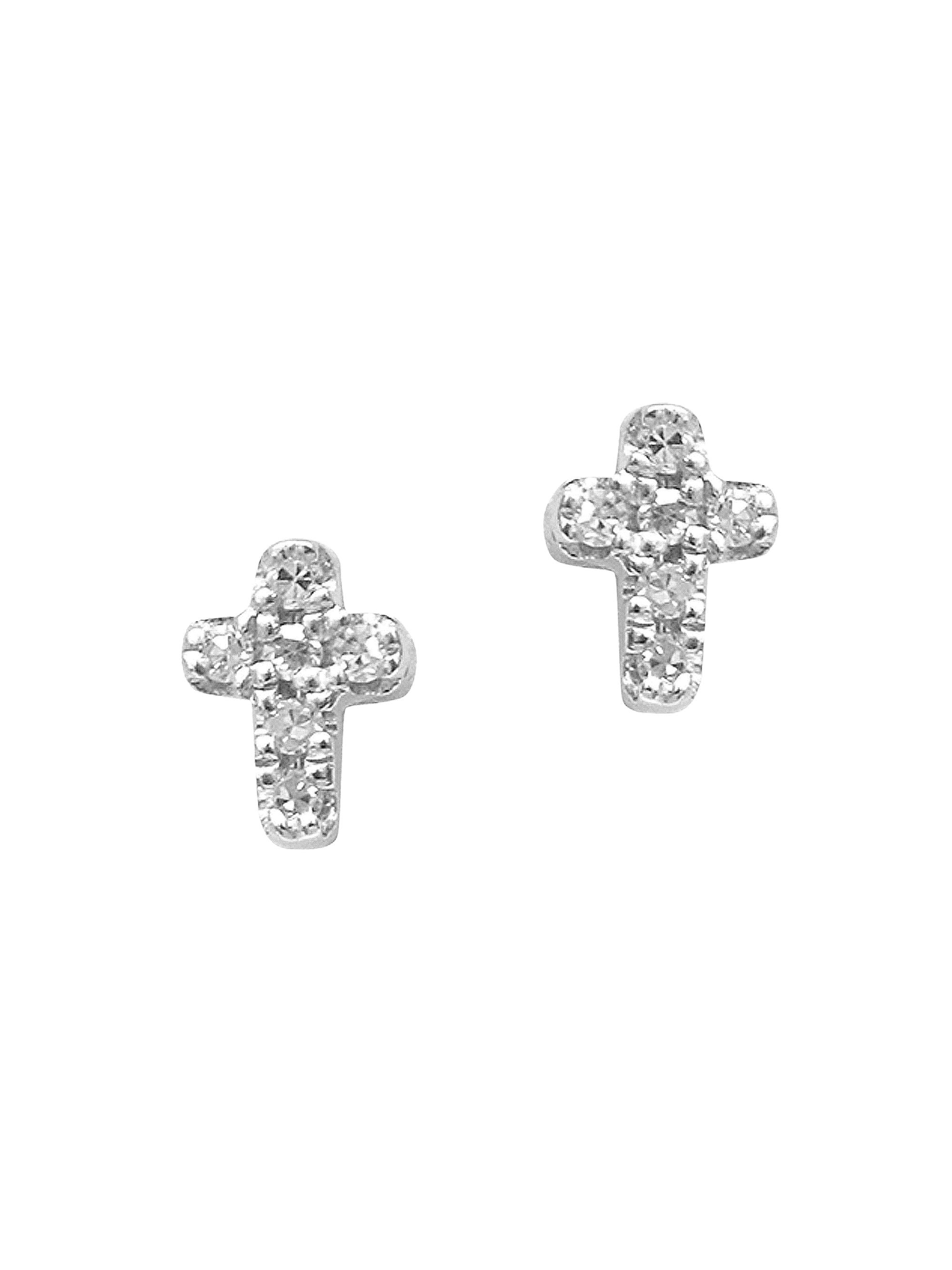 Djula Women's Magic Touch 18K Gold & 0.03 TCW Diamond Cross Stud Earrings - White Gold