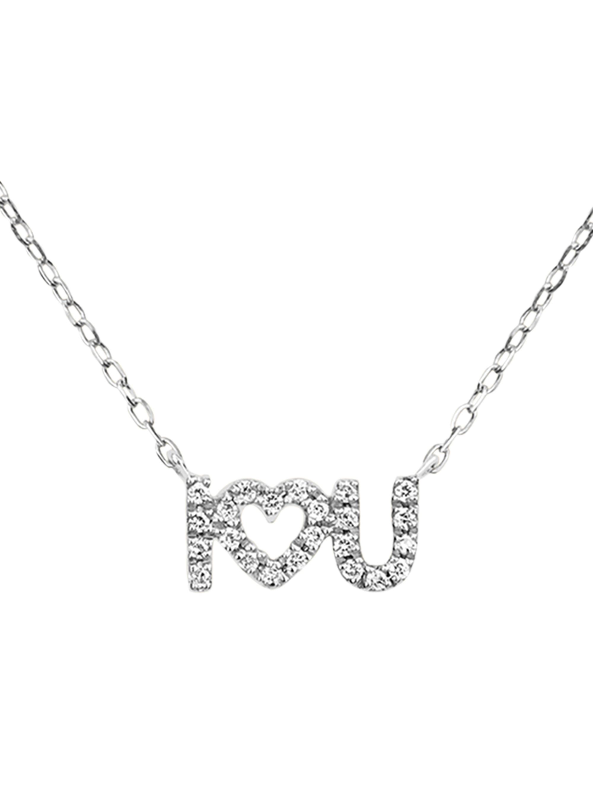 Djula Women's 18K Gold & 0.04 TCW Diamond "I Love U" Pendant Necklace - White Gold