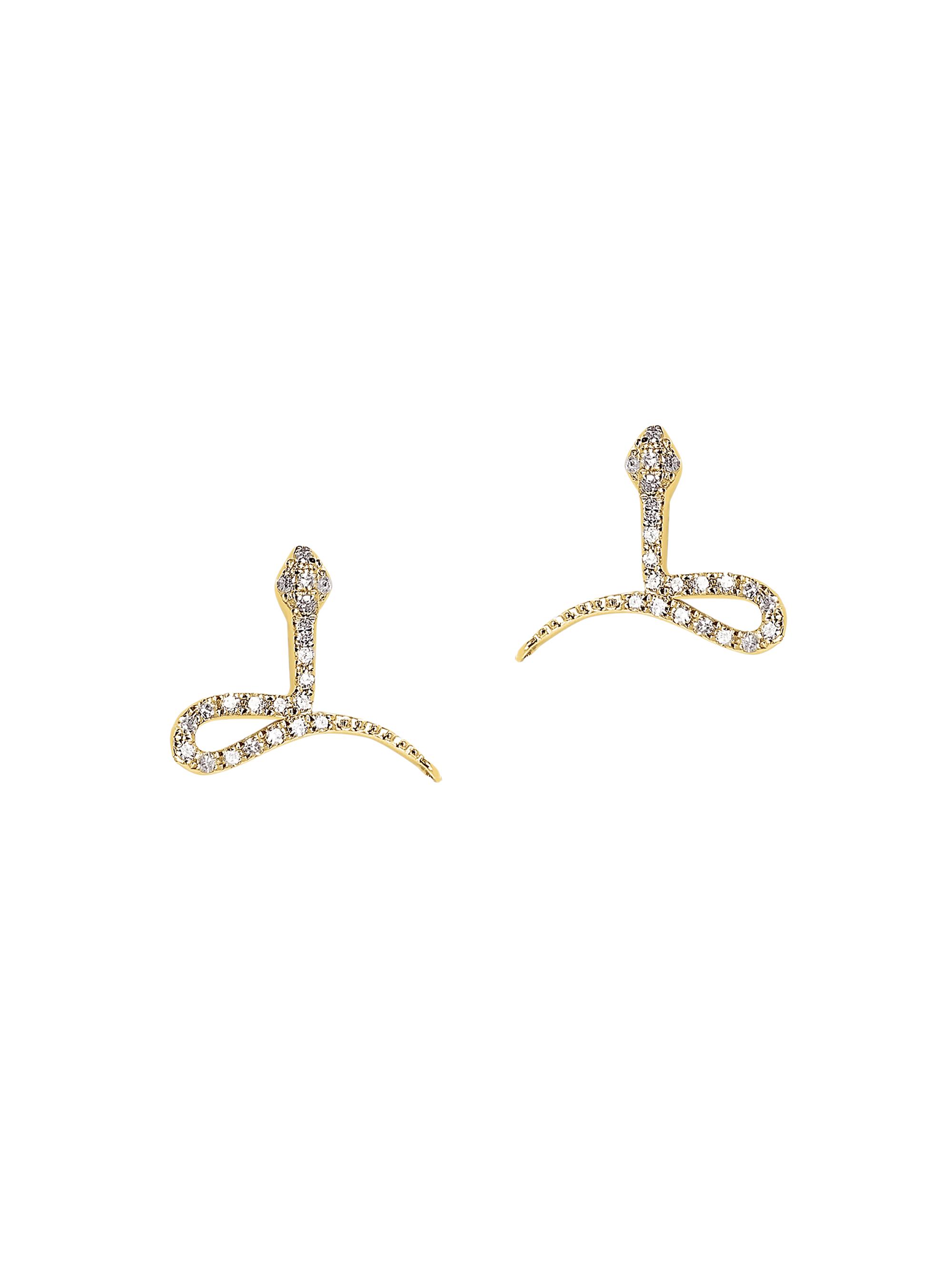 Djula Women's Magic Touch 18K Gold & 0.09 TCW Diamond Snake Stud Earrings - Yellow Gold
