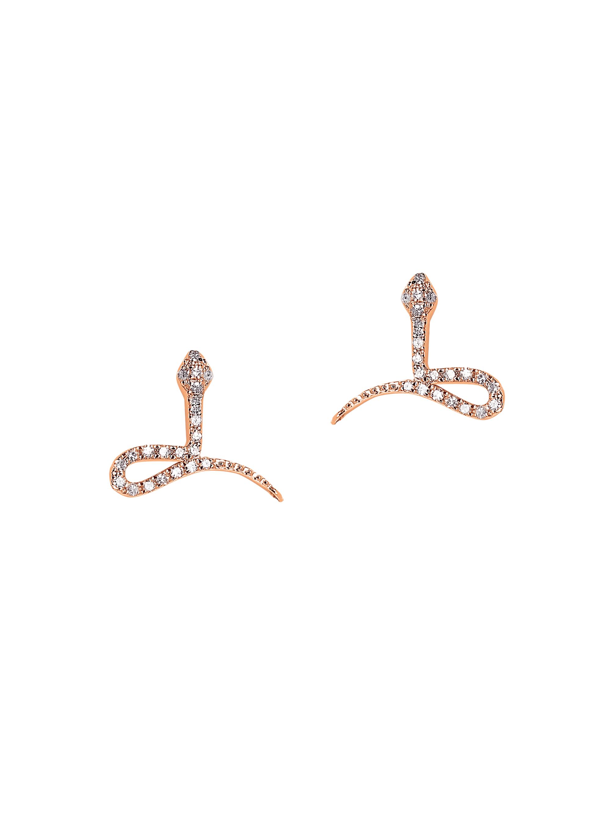 Djula Women's Magic Touch 18K Rose Gold & Diamond Snake Stud Earrings - Pink Gold