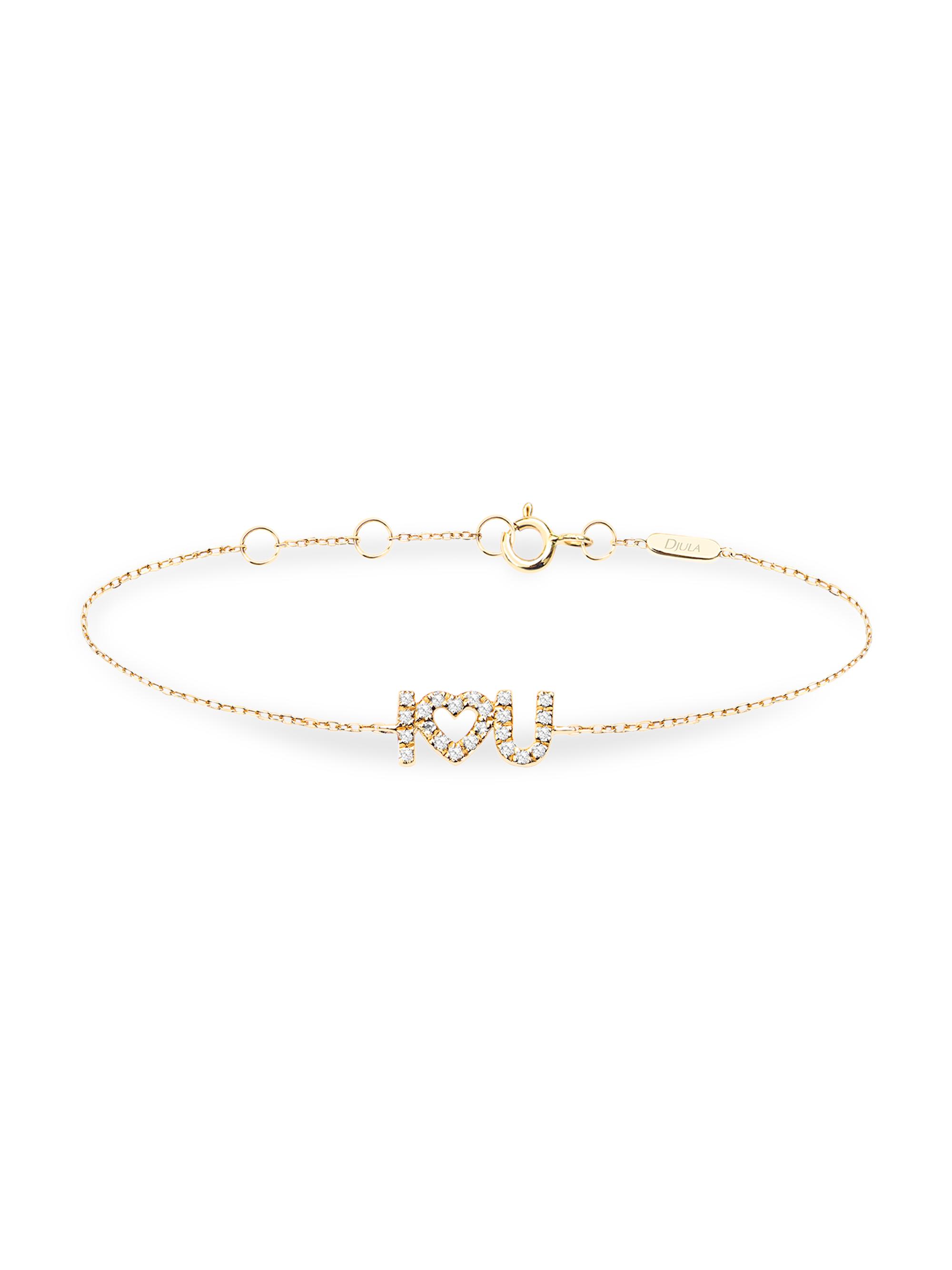Djula Women's 18K Yellow Gold & Diamond'I Love U'Chain Bracelet - Yellow Gold