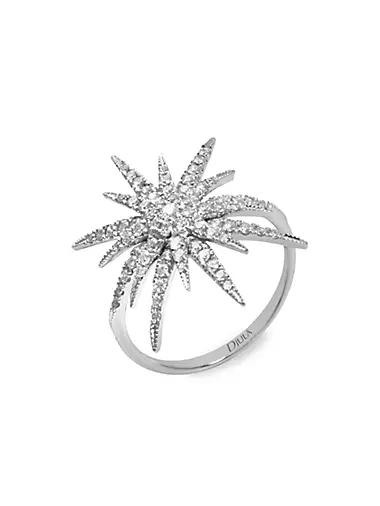 Soleil 18K White Gold & Diamond Starburst Ring