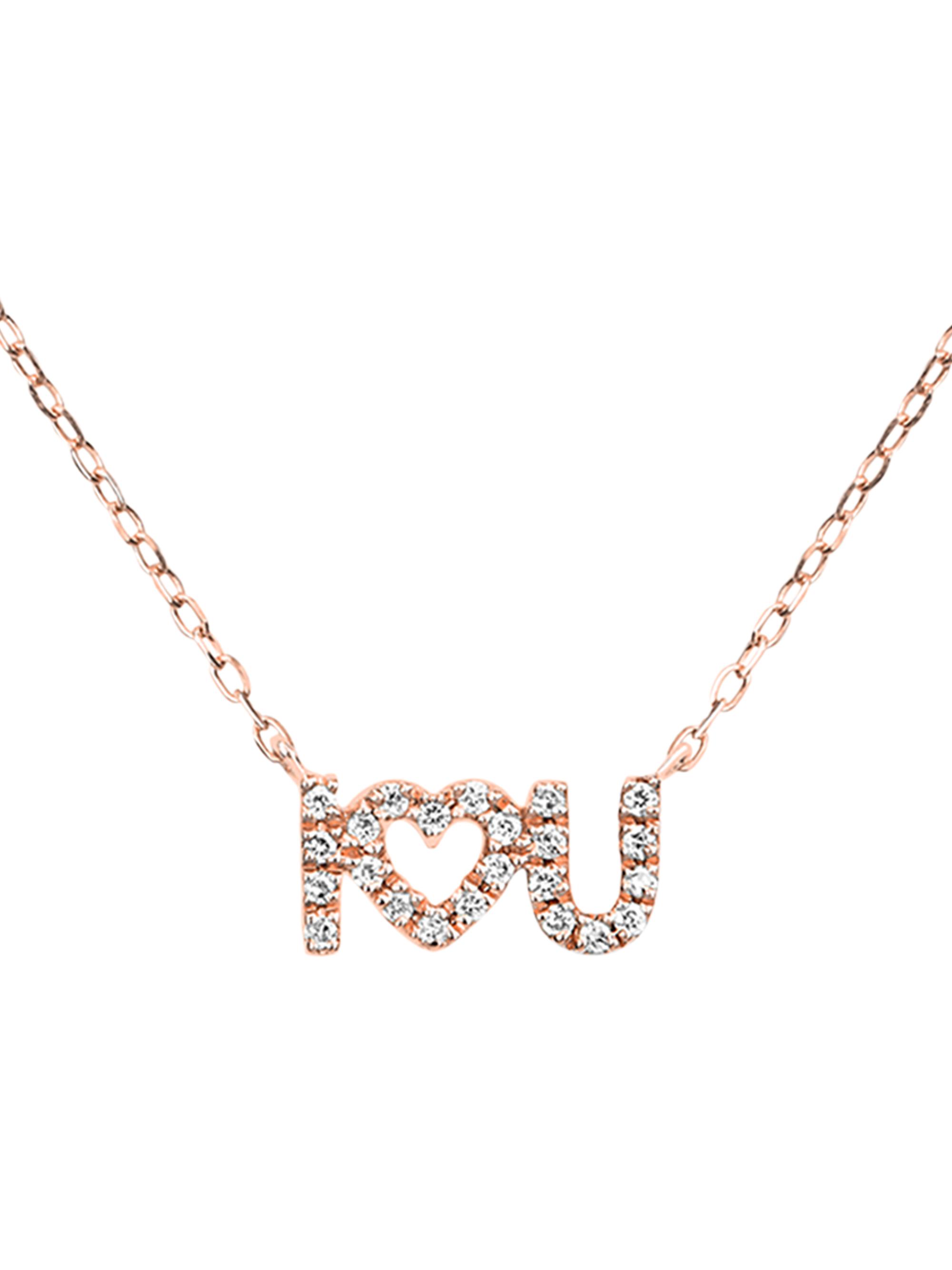 Djula Women's 18K Rose Gold & Diamond'I Love U'Pendant Necklace - Pink Gold