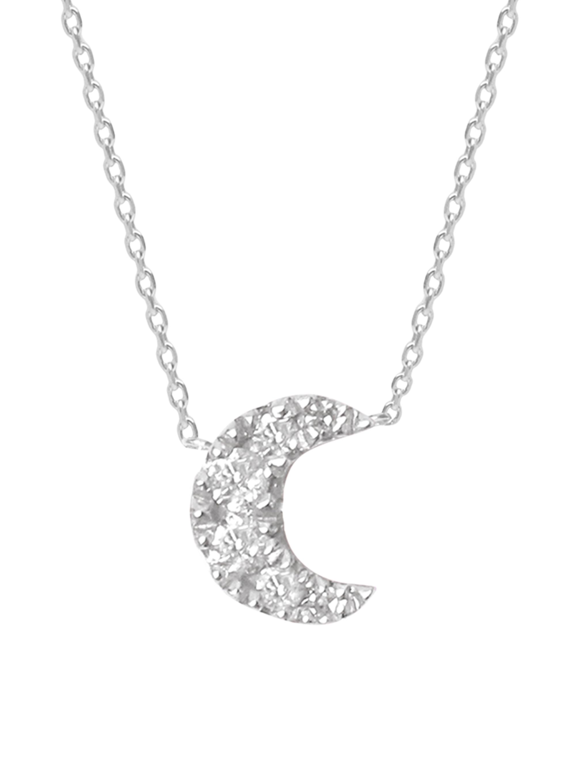 Djula Women's Magic Touch 18K Gold & 0.03 TCW Diamond Moon Pendant Necklace - White Gold