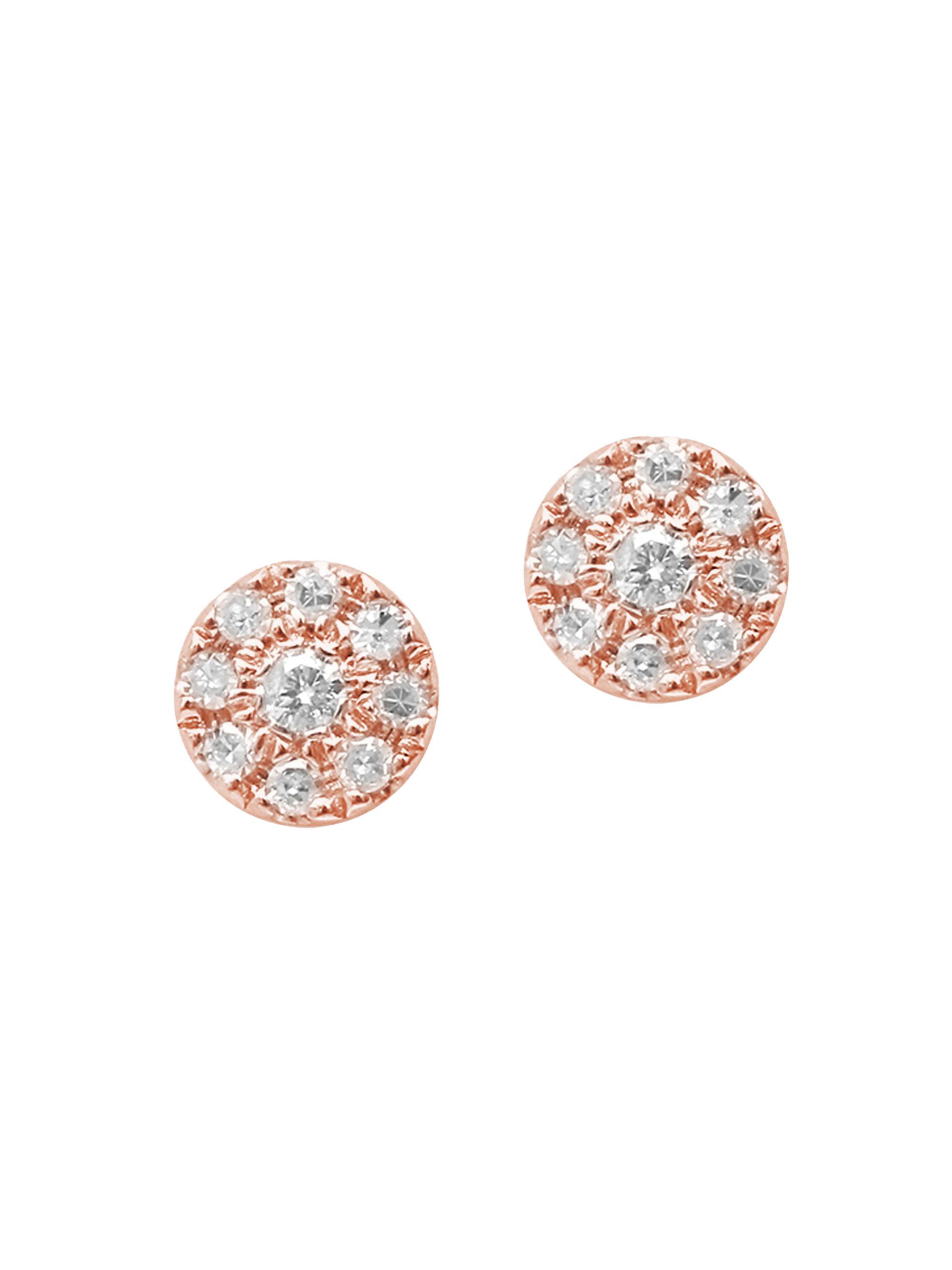 Djula Women's Magic Touch 18K Rose Gold & Diamond Target Stud Earrings - Pink Gold