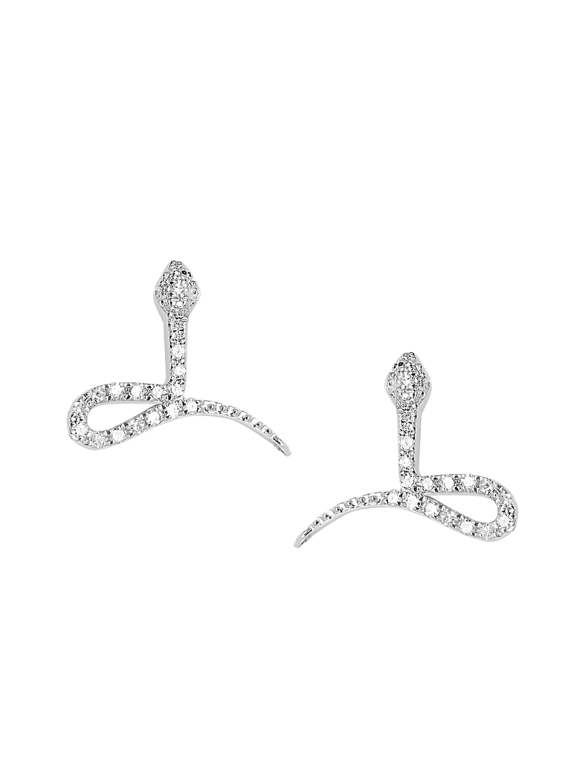 Djula Women's Magic Touch 18K White Gold & Diamond Snake Stud Earrings - White Gold