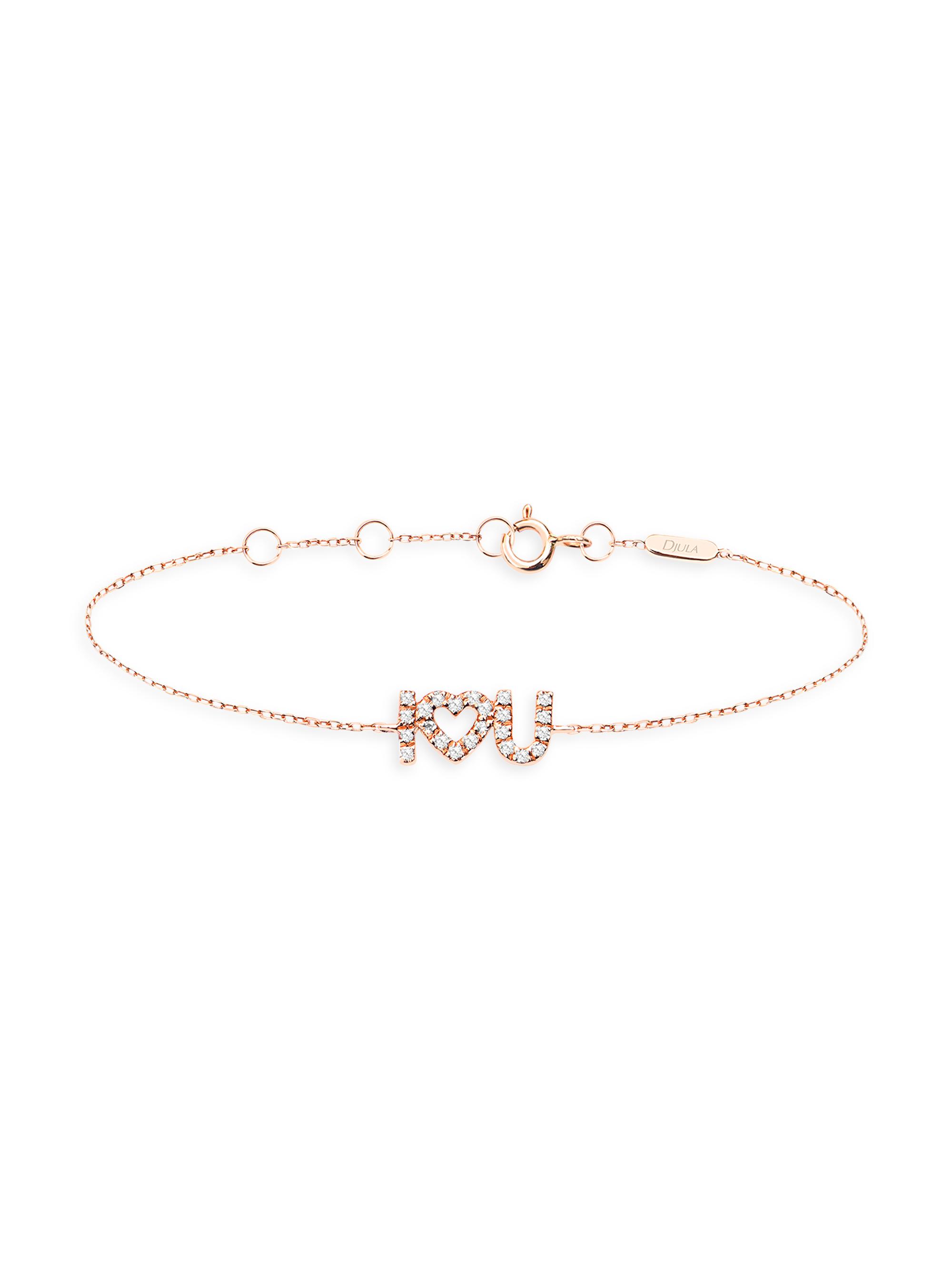 Djula Women's 18K Rose Gold & Diamond'I Love U'Chain Bracelet - Pink Gold