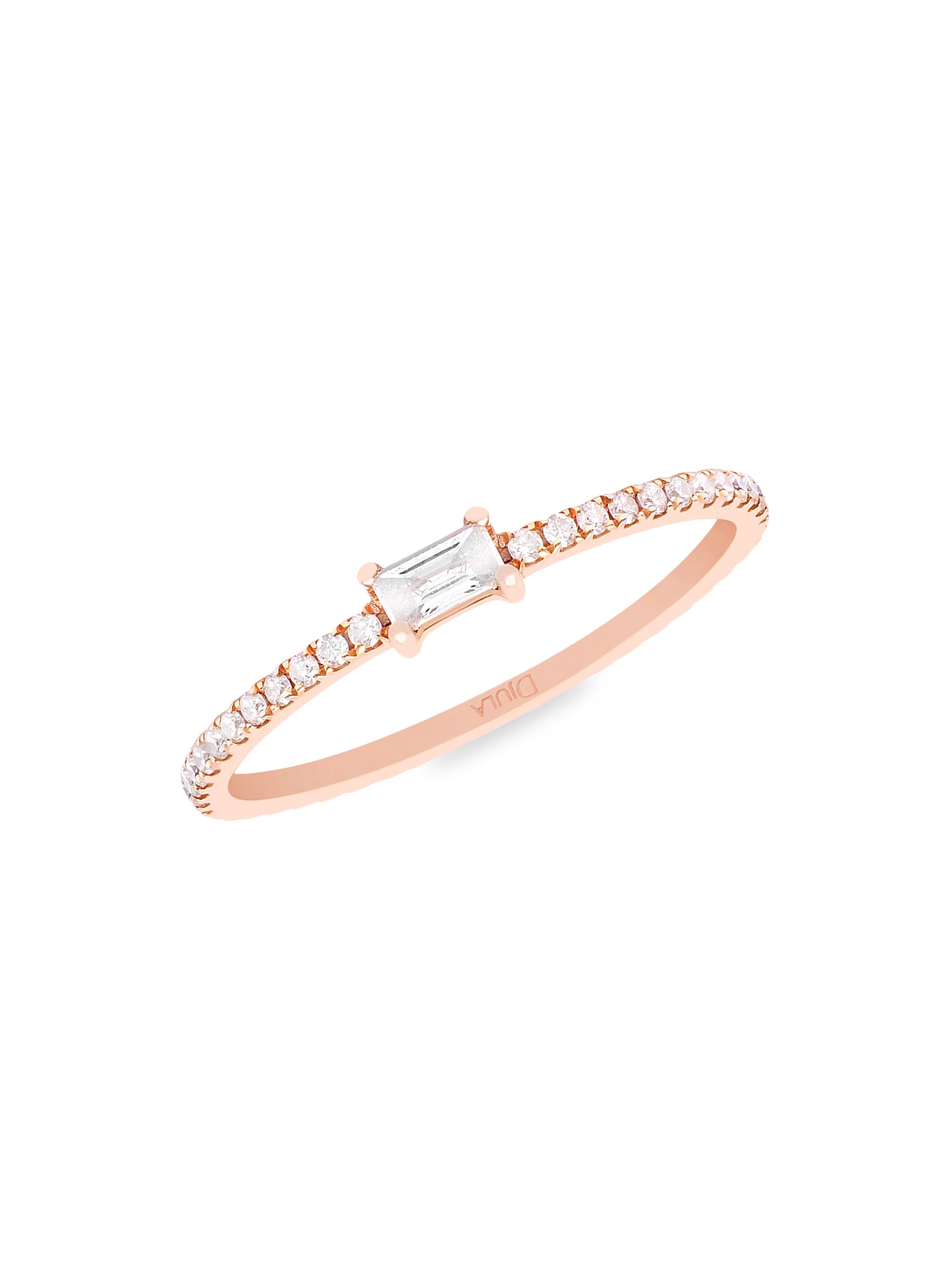 Djula Women's Mix & Match 18K Rose Gold & Diamond Baguette Ring - Pink Gold