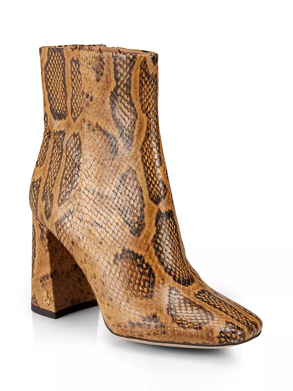 Codie Snake-Embossed Leather Ankle Boots