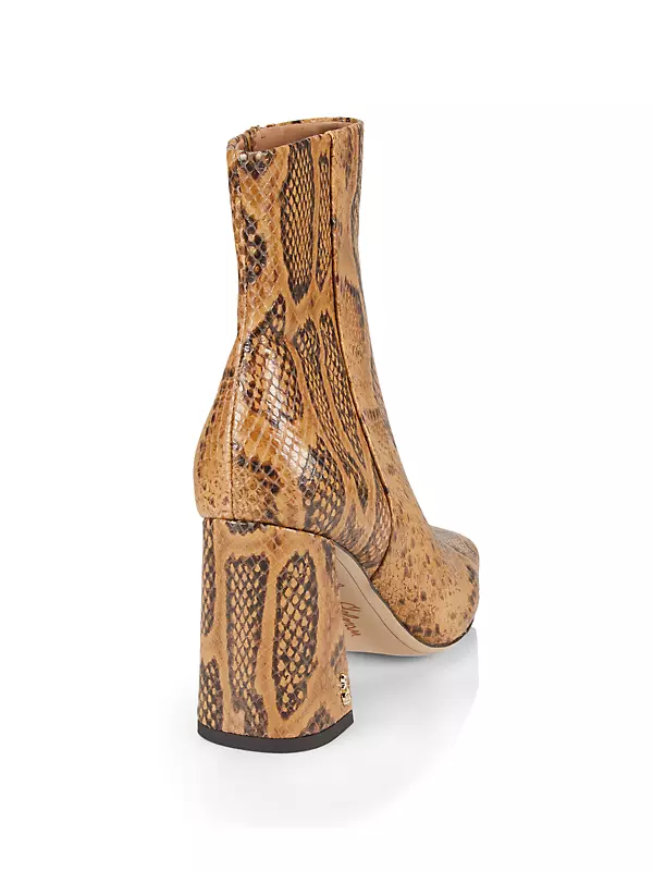 Codie Snake-Embossed Leather Ankle Boots