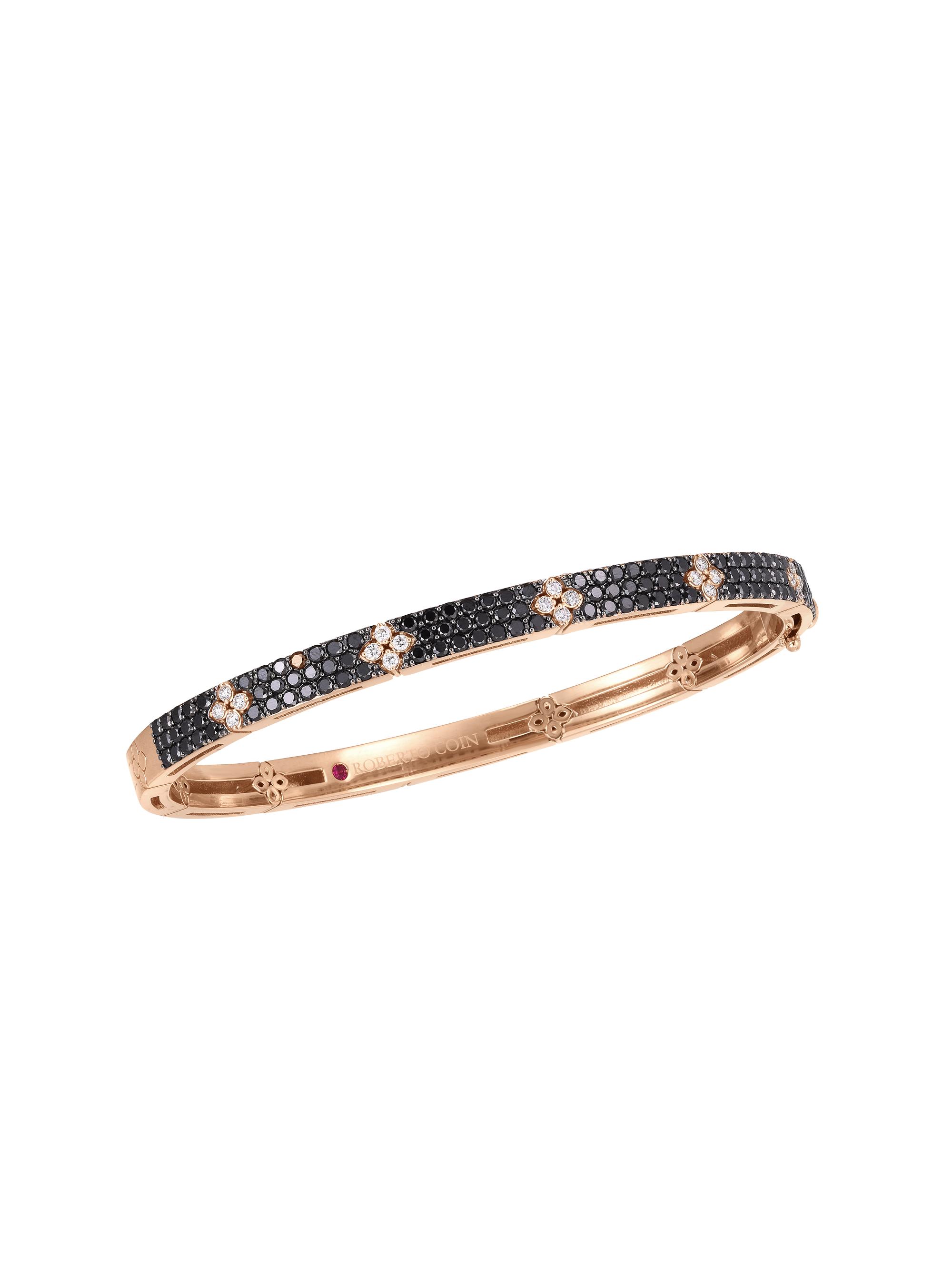 Roberto Coin Women's Love In Verona 18K Rose Gold, Black & White Diamond Bangle Bracelet - Rose Gold