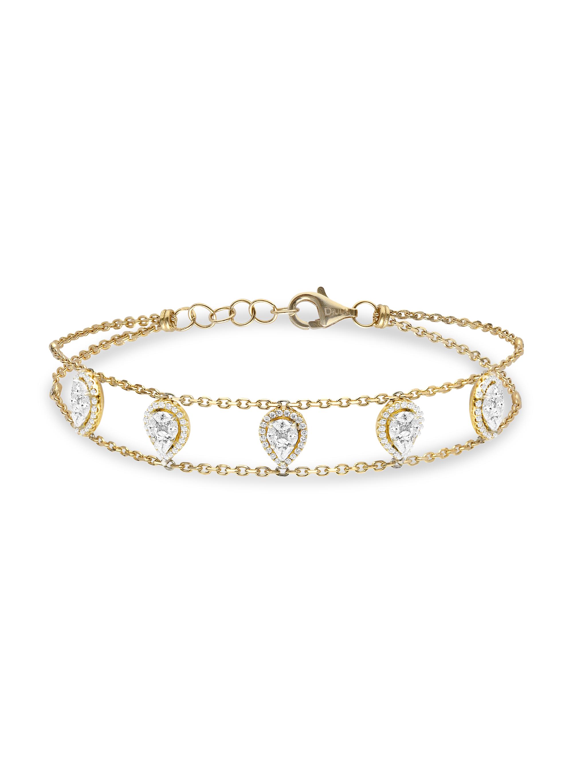 Djula Women's Marquise 18K Yellow Gold & Five Diamond Bracelet - Yellow Gold