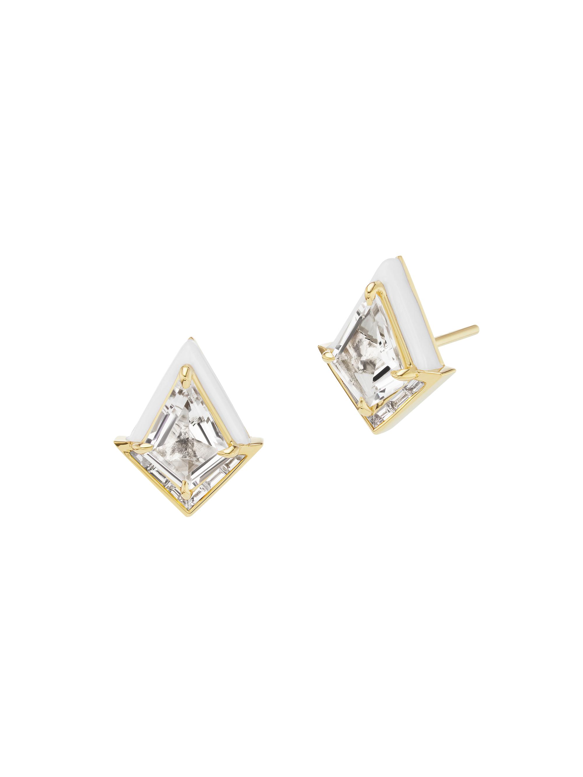 Emily P. Wheeler Women's Dress Up 18K Yellow Gold, White Topaz & Diamond Twinkle Studs - White