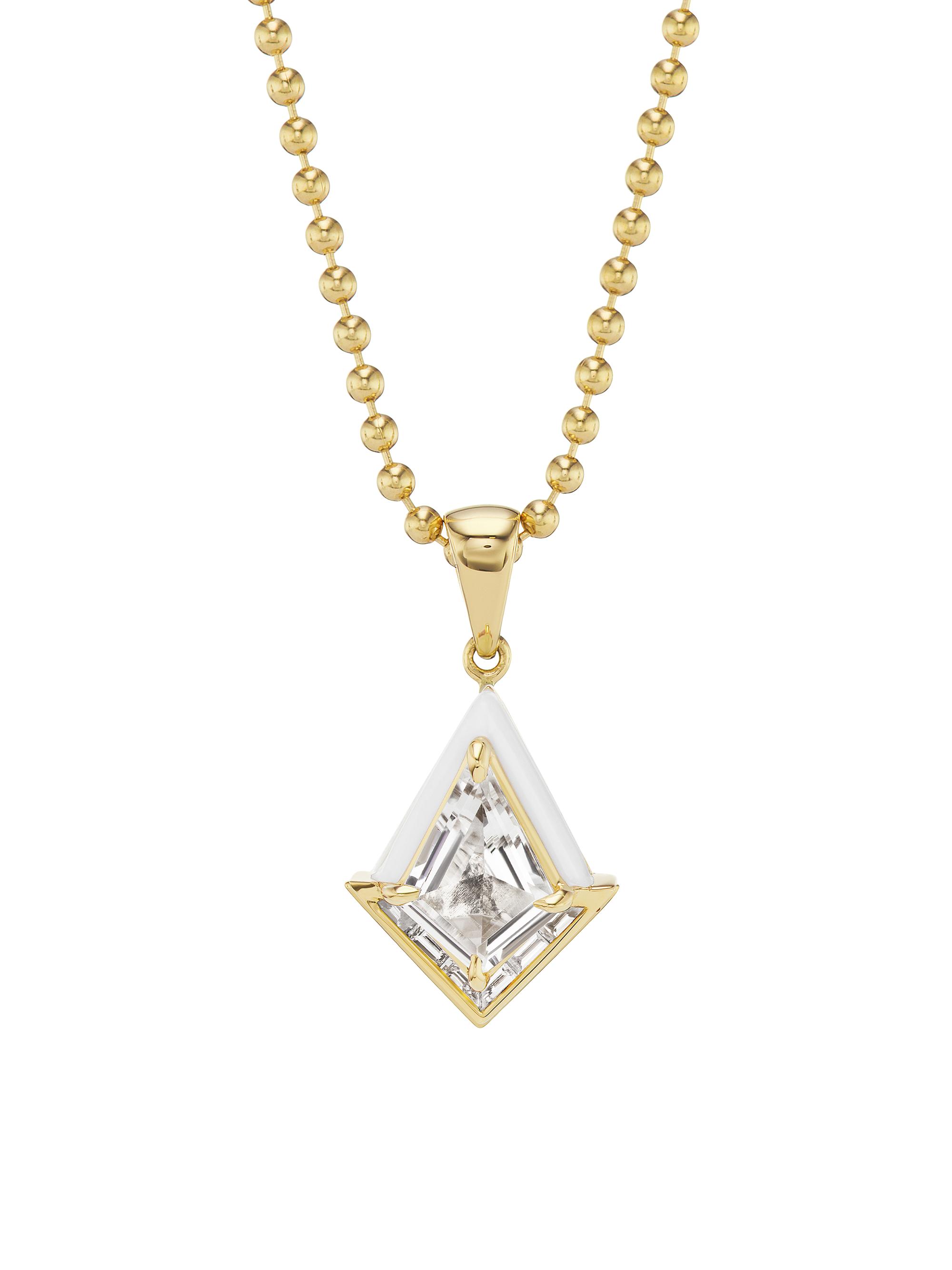 Women's Dress Up 18K Yellow Gold, White Topaz & Diamond Twinkle Necklace - Gold