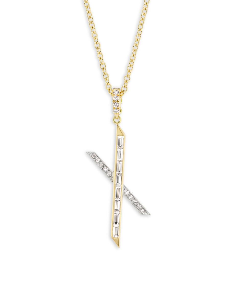 Emily P. Wheeler Signature 18K Yellow & White Gold Diamond X Necklace ...
