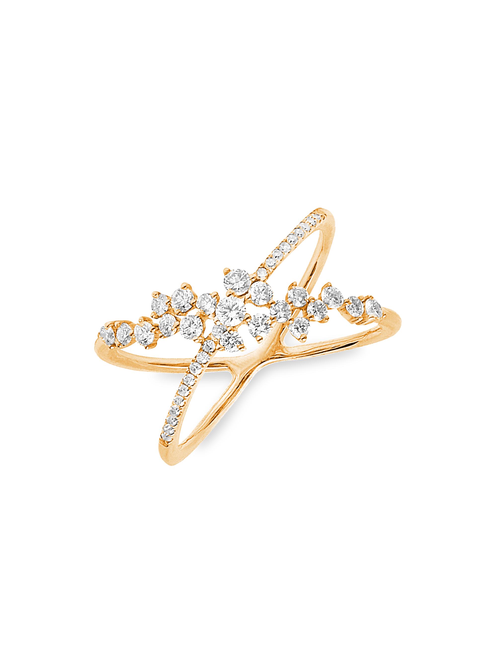 Djula Women's Fairytale 18K Gold & 0.5 TCW Diamond Crisscross Ring - Yellow Gold